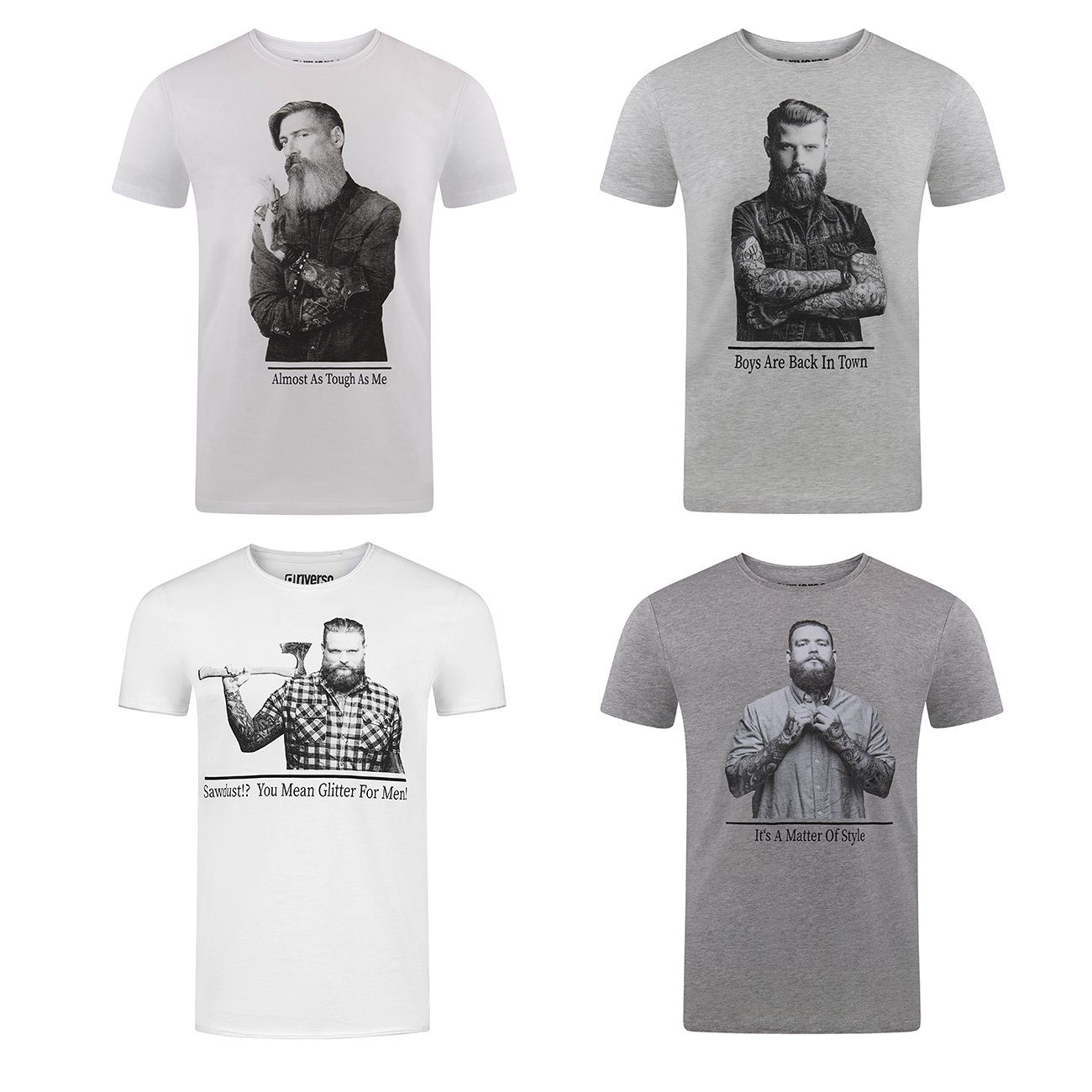 Sonderpreisaktion riverso T-Shirt Herren Fotoprintshirt RIVHarald aus Rundhalsausschnitt (4-tlg) 100% Baumwolle Fit Kurzarm Regular Tee Farbmix mit 3 Shirt