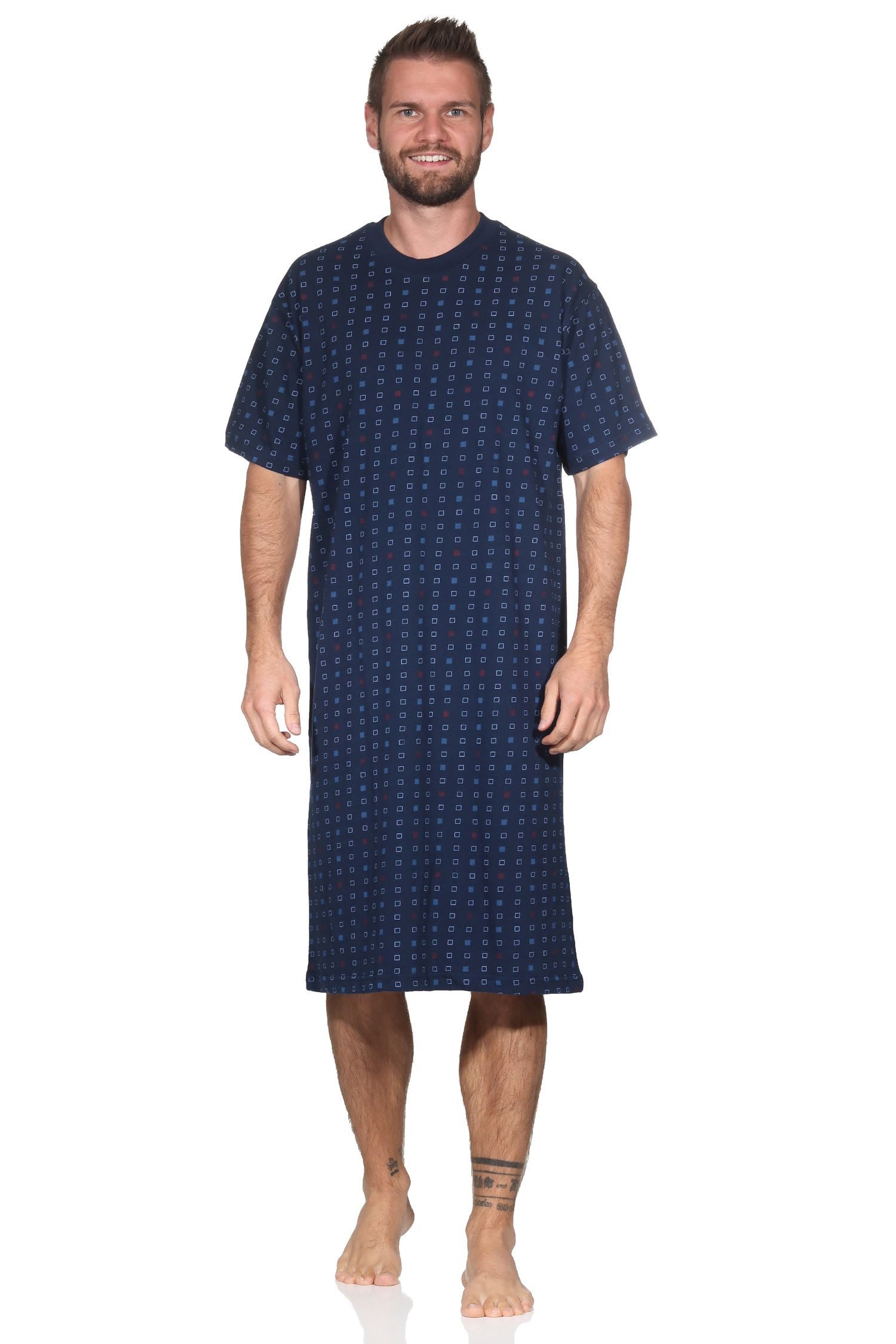 Normann Pyjama Normann Herren kurzarm Nachthemd in eleganter Optik günstig online kaufen