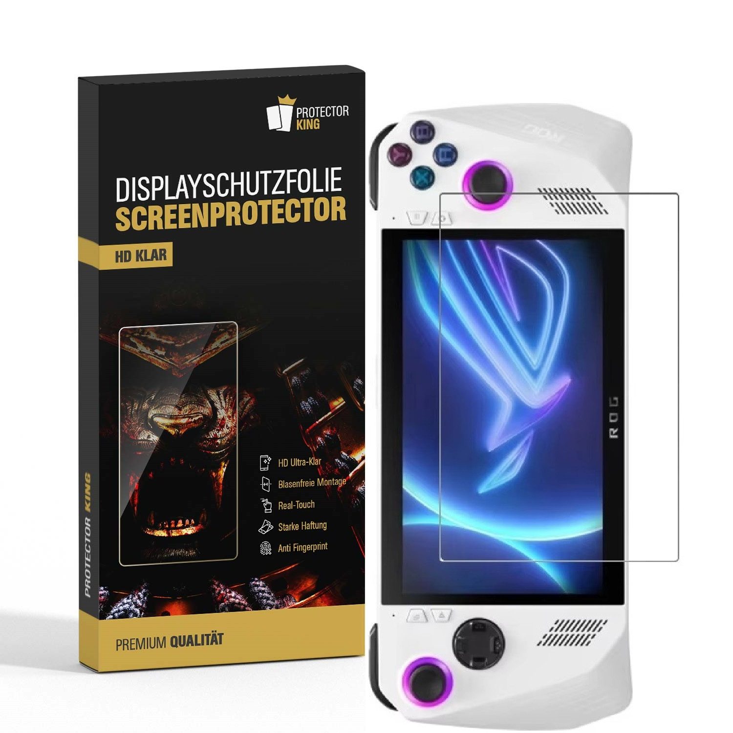 Protectorking Schutzfolie 1x Displayschutz für Asus Rog Ally HD KLAR Displayschutzfolie Schutzfo, (1-Stück), HD klar ANTI-SHOK ANTI-BRUCH-ANTI-STOß