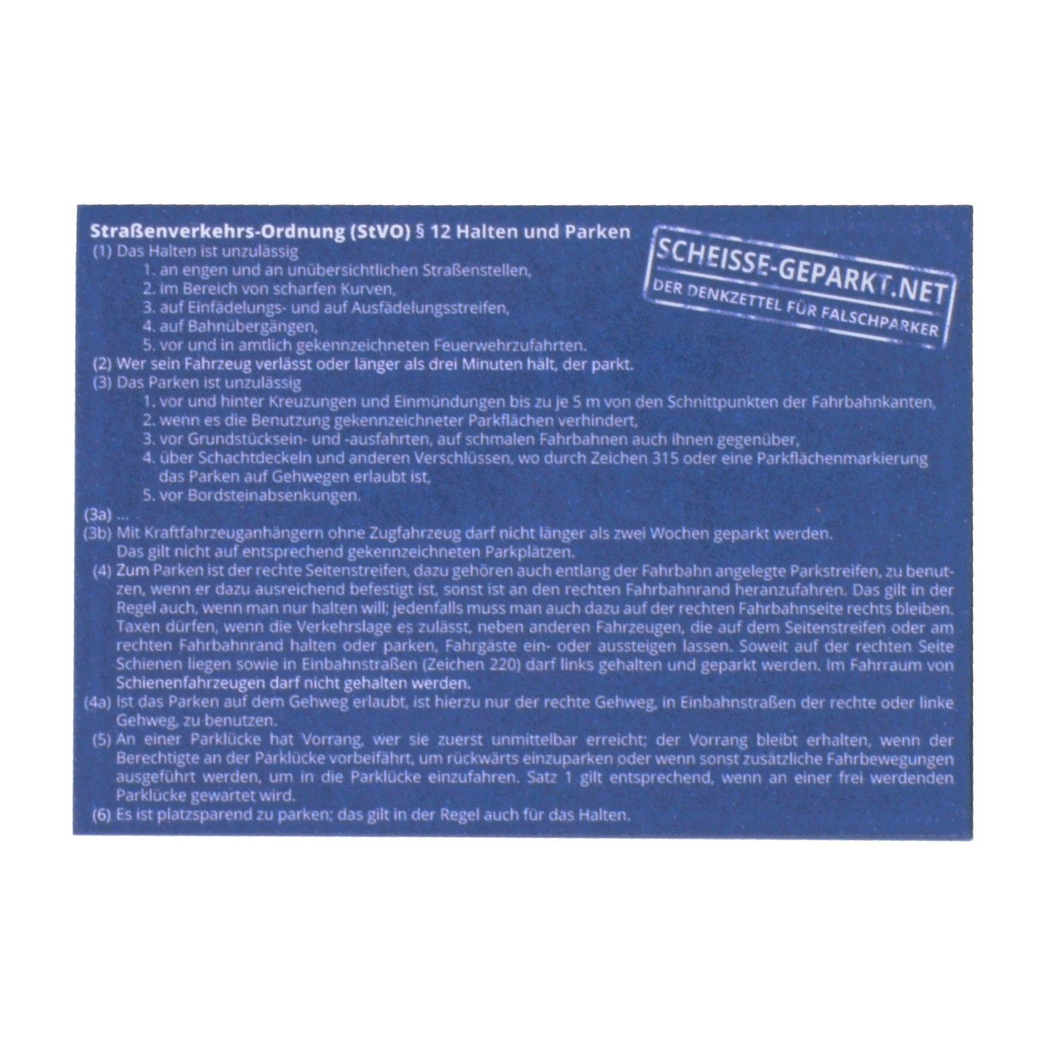 FTWdesign Notizblock Die Scheisse Geparkt! Notizzettel mit StVO für Windschutzscheibe im