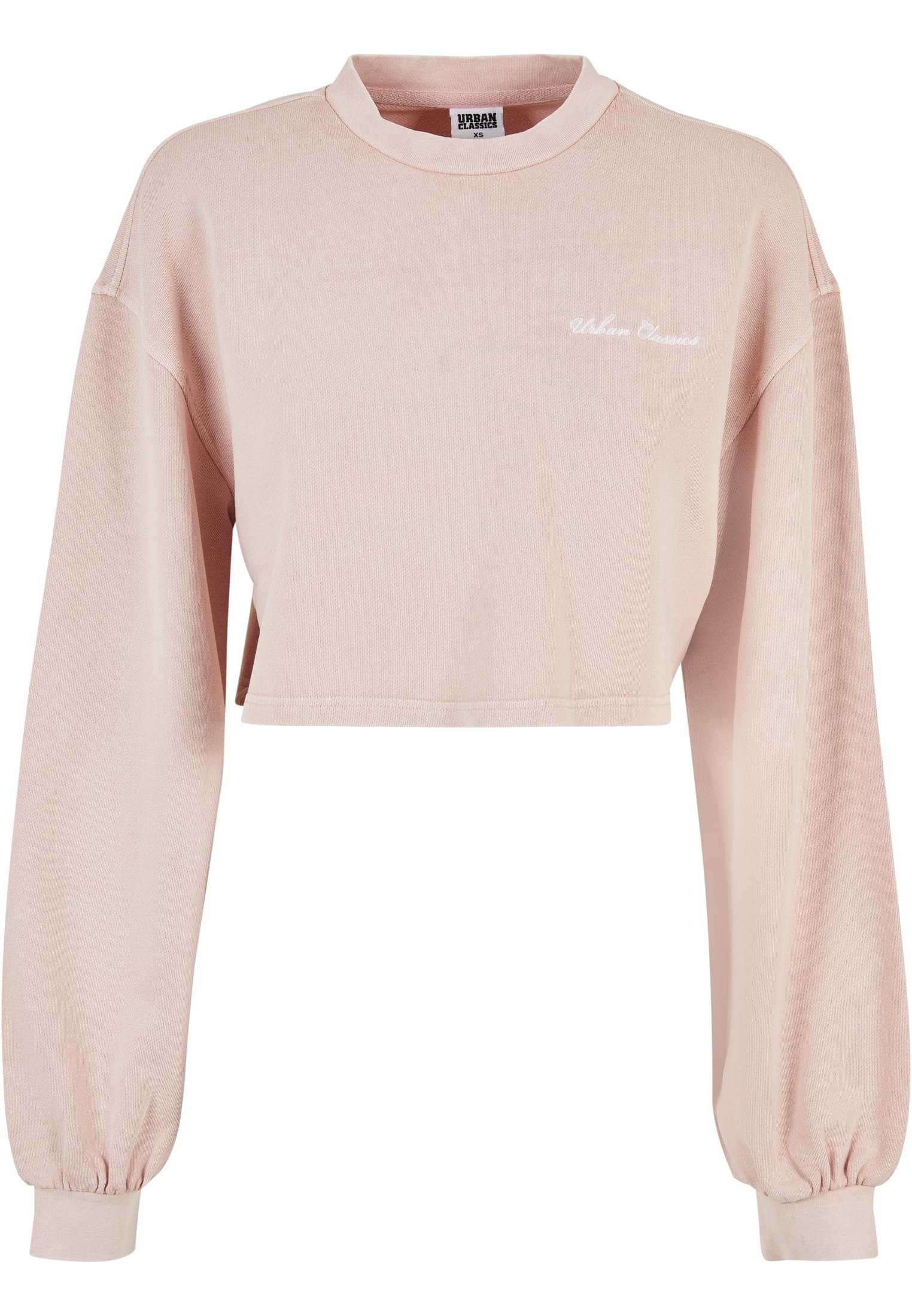 URBAN Terry (1-tlg) Ladies Cropped CLASSICS Embroidery Small Crewneck Damen pink Sweater