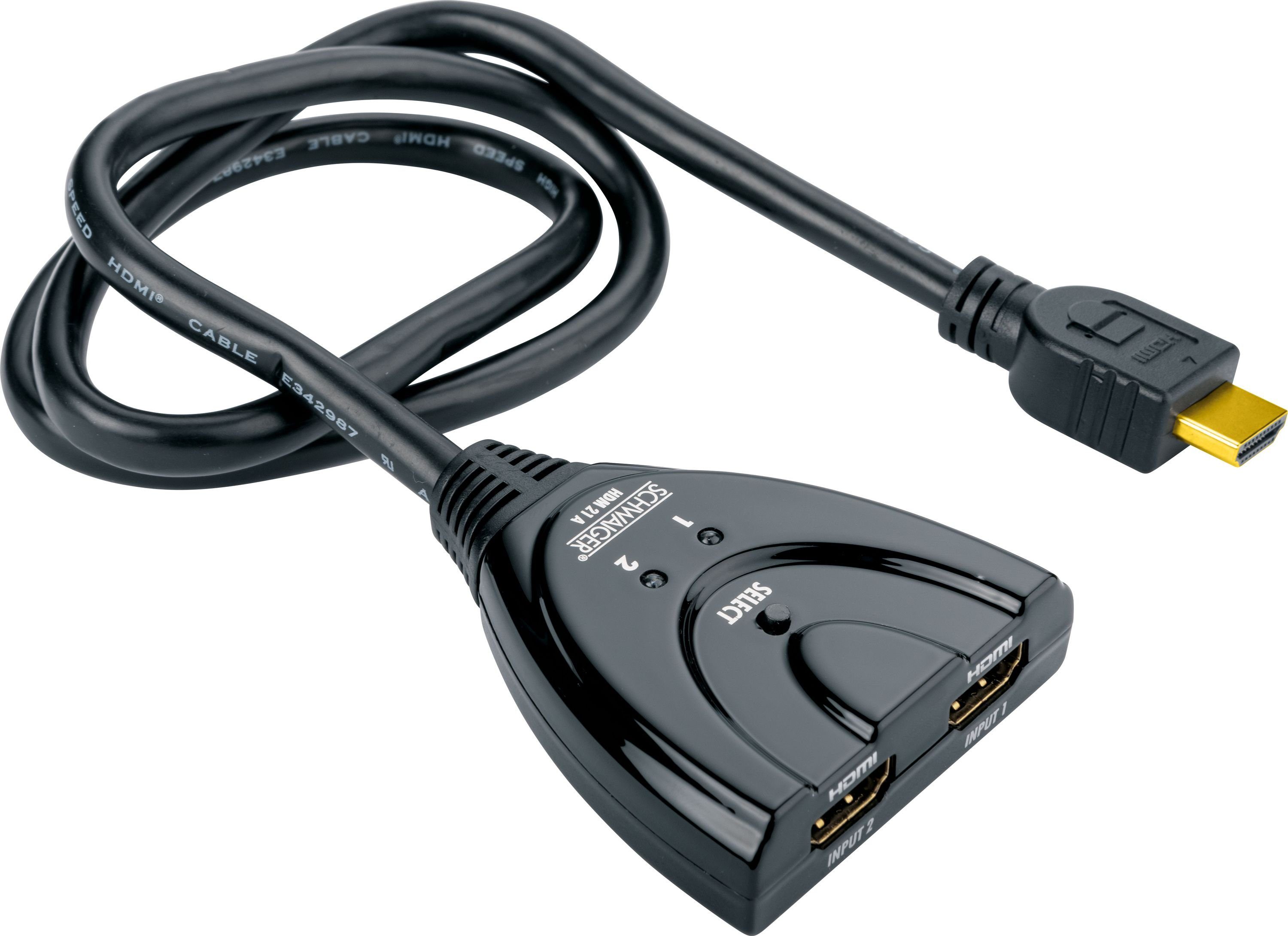 Schwaiger HDM21A 531 HDMI-Adapter HDMI Stecker zu HDMI Buchse, 70 cm, keine externe Stromversorgung nötig