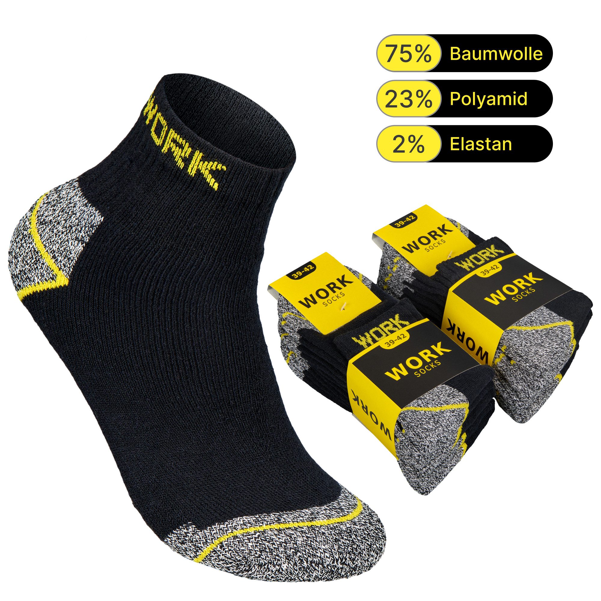 EAAKIE Arbeitssocken Herren Arbeitssocken (5,10 oder 20 Paar) WORK Socken Baumwolle (10-Paar)