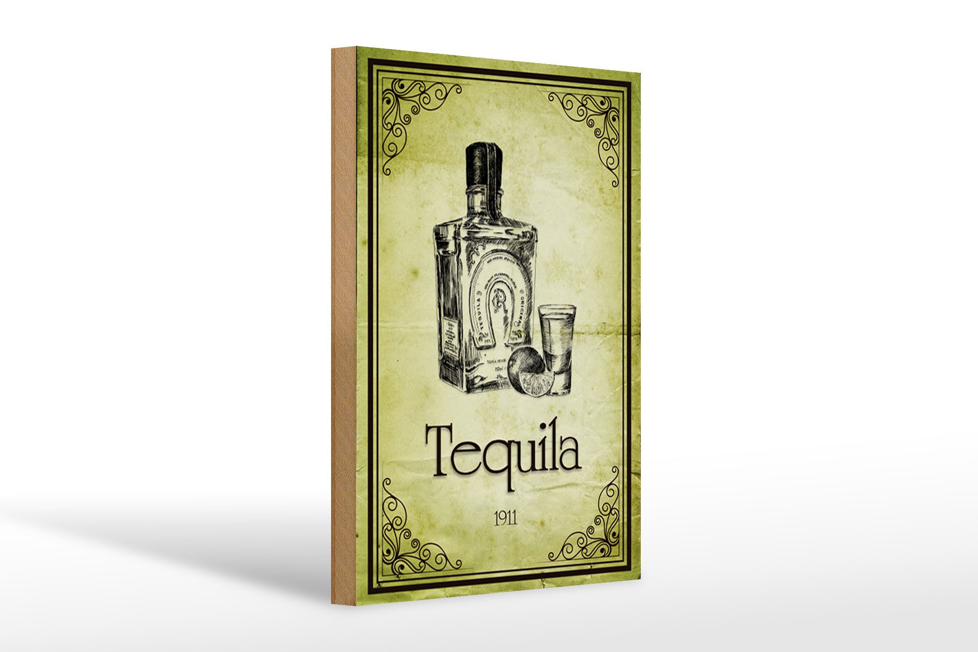 Holzbild 20x30cm 1911 Tequila Wanddeko