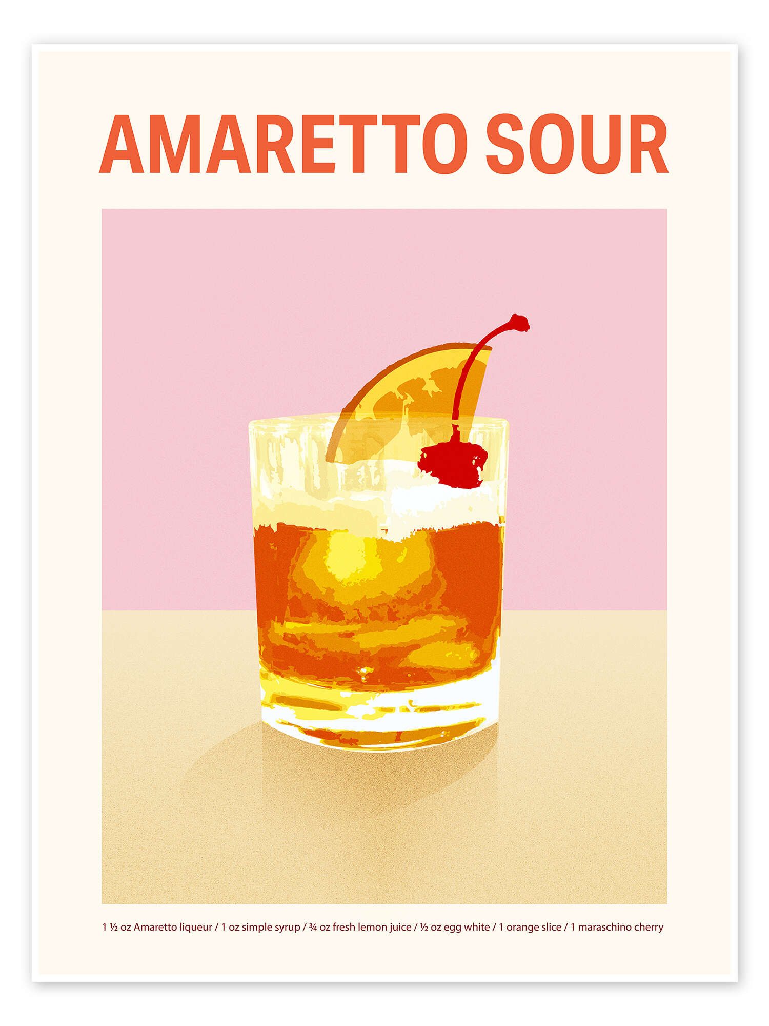 Posterlounge Poster Victoria Barnes, Cocktail Exhibition - Amaretto Sour, Küche Modern Illustration