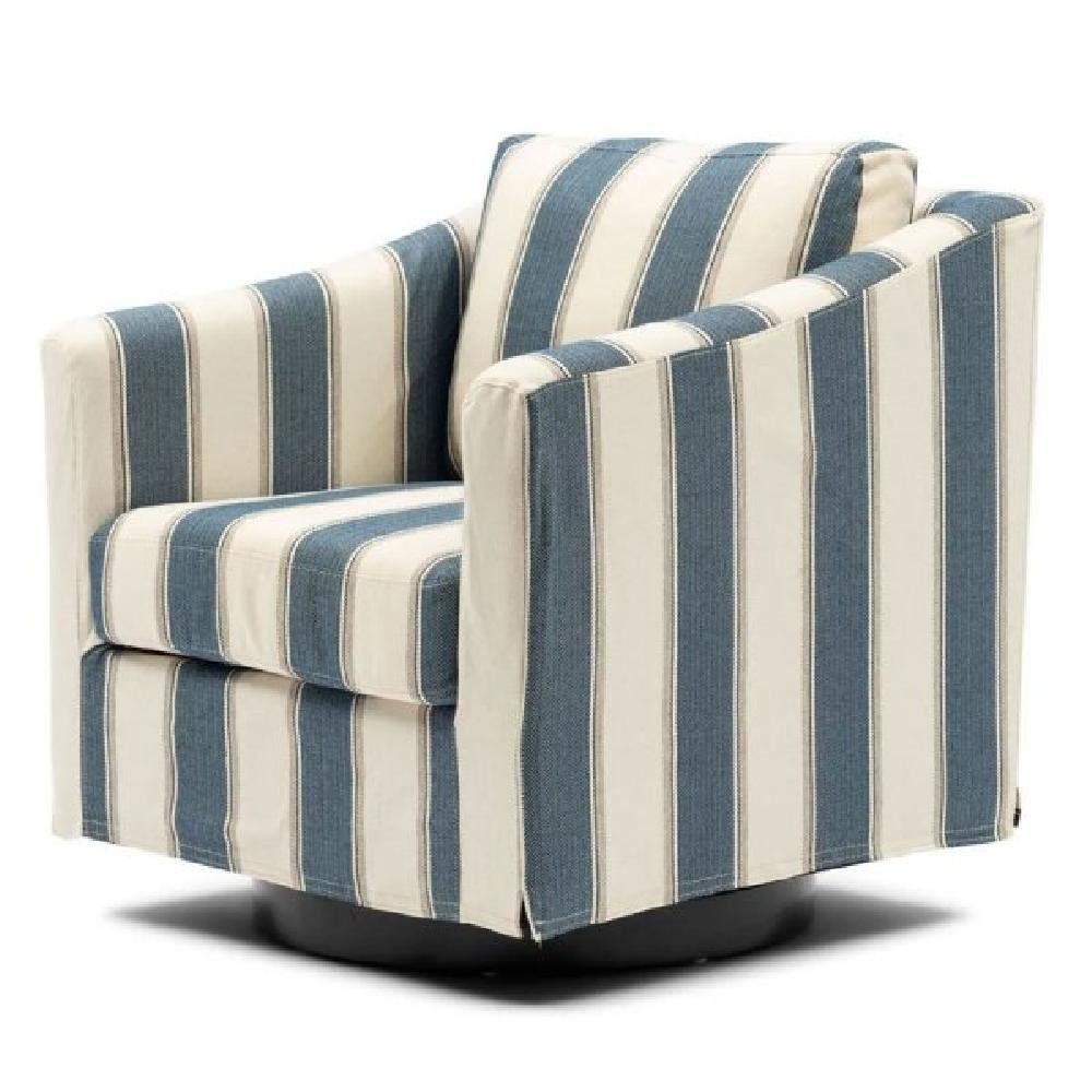 Rivièra Maison Sessel Sessel Moretta Swivel Armchair Blue Stripe drehbar