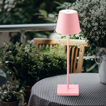 SIGOR Außen-Tischleuchte, LED-Leuchtmittel fest verbaut, Warmweiß, Außenleuchte LED Tischleuchte rosa Touchdimmer Akku Tischlampe dimmbar