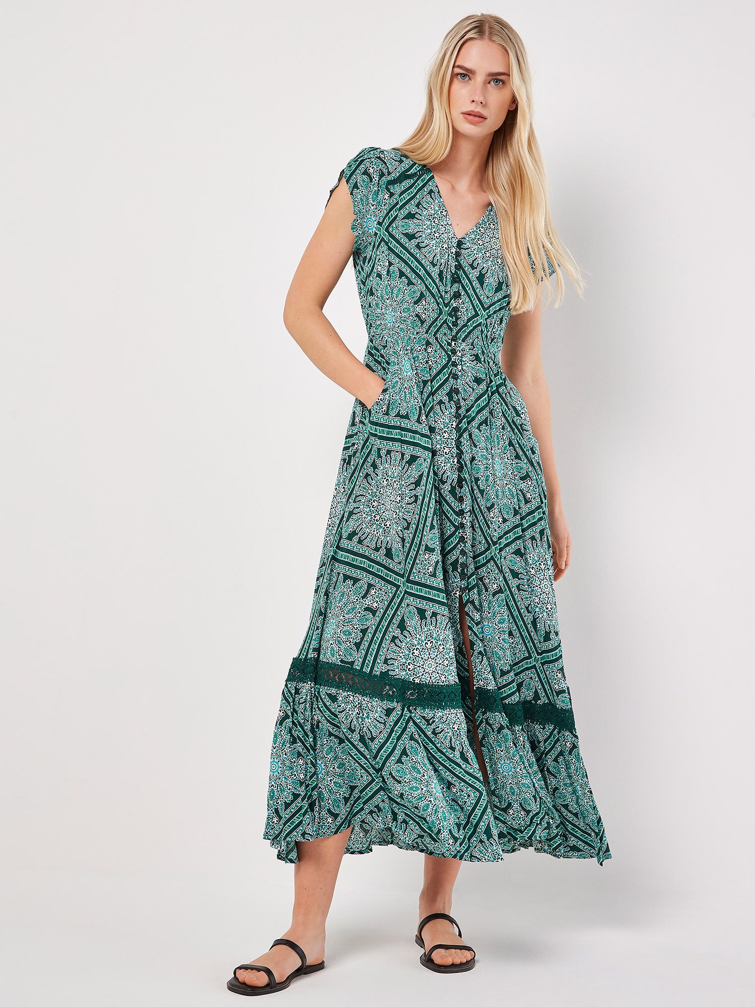 Apricot Maxikleid Maxikleid, mit bestickter Bordüre günstig online kaufen