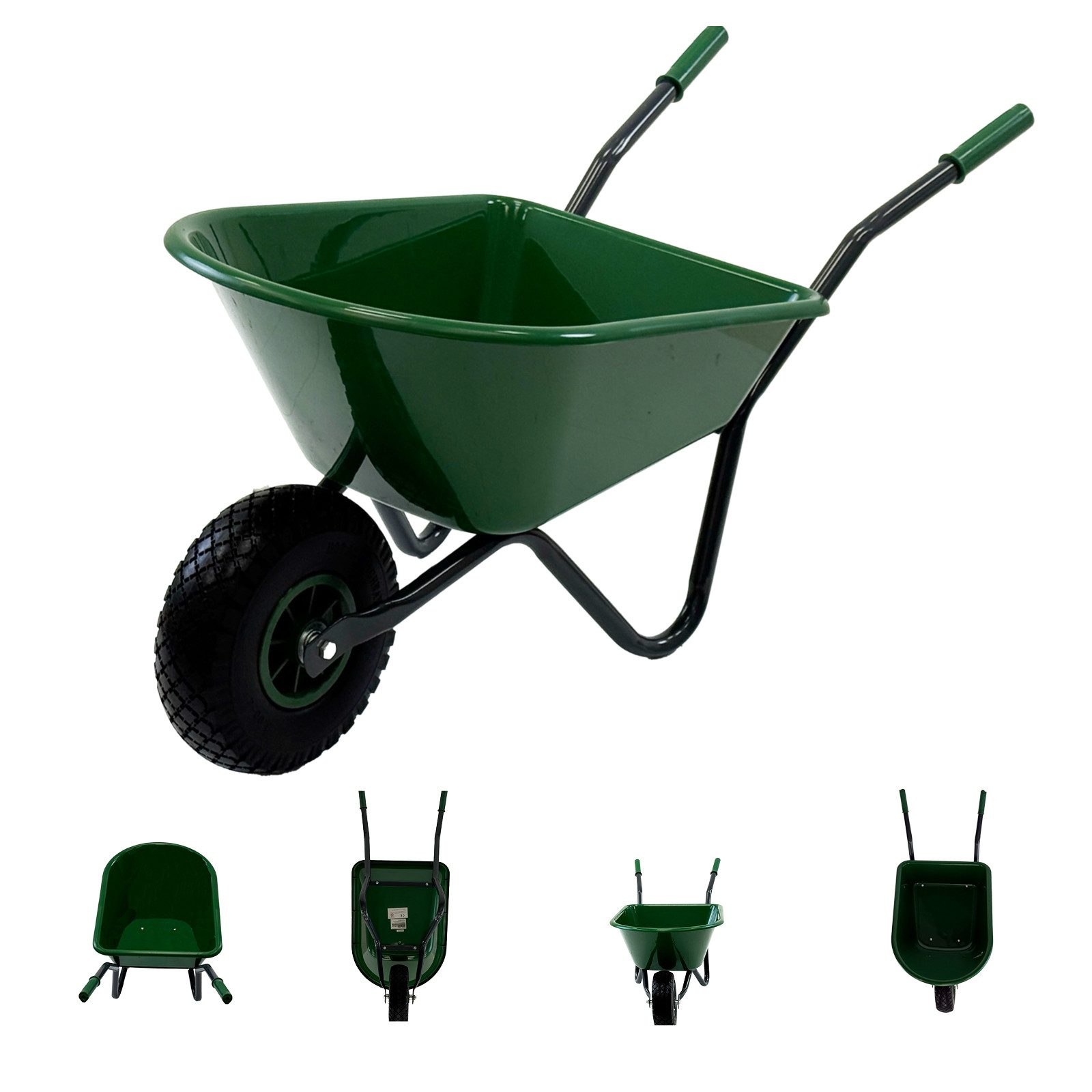 TRUTZHOLM Schubkarre Kinderschubkarre Uni 40kg Stahl Kunststoff Schiebkarre Gartenkarre, 40kg Traglast,Vollgummirad,grün
