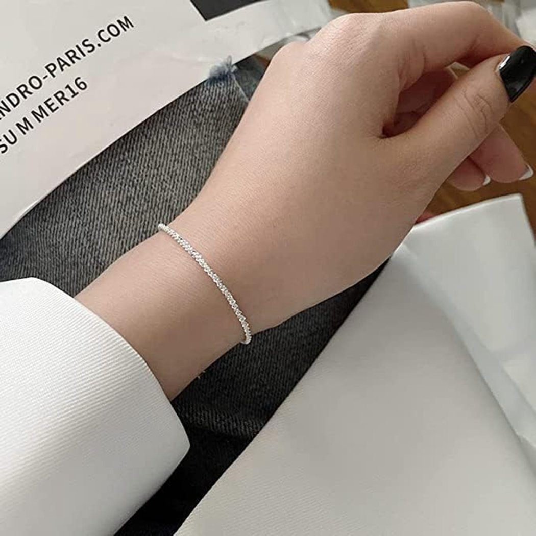 Charm-Armband TUABUR Silberarmband Verstellbares Armband für Damen. Funkelndes