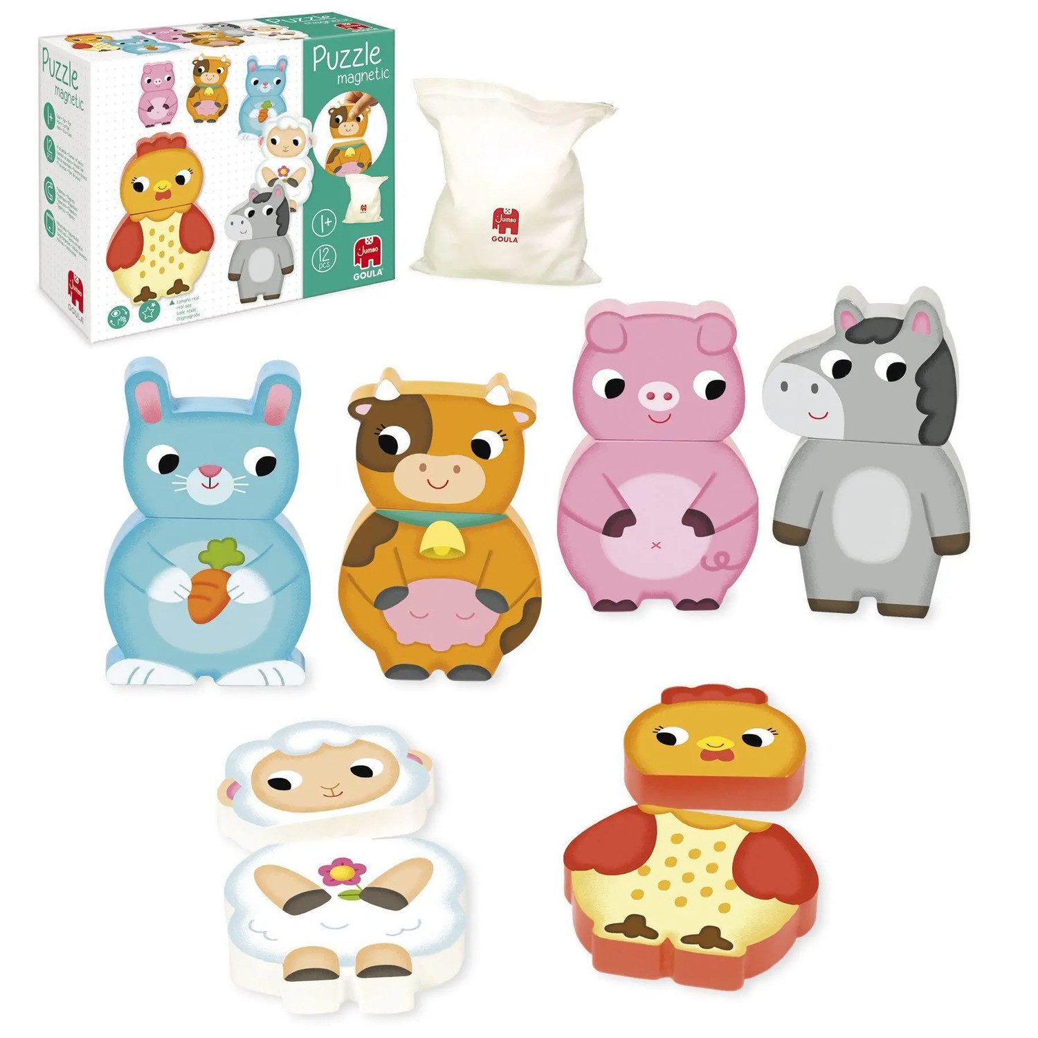 Jumbo Spiele Puzzle GOULA Magnetisches Holzpuzzle Bauernhof, Puzzleteile günstig online kaufen