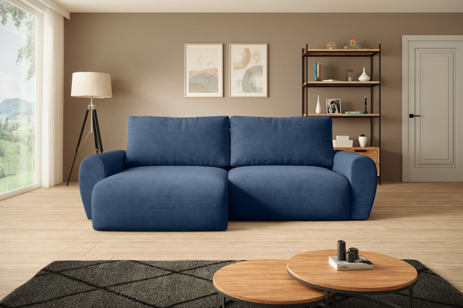 Beautysofa Ecksofa POSS, universelle Ottomane, mit Schlaffunktion
