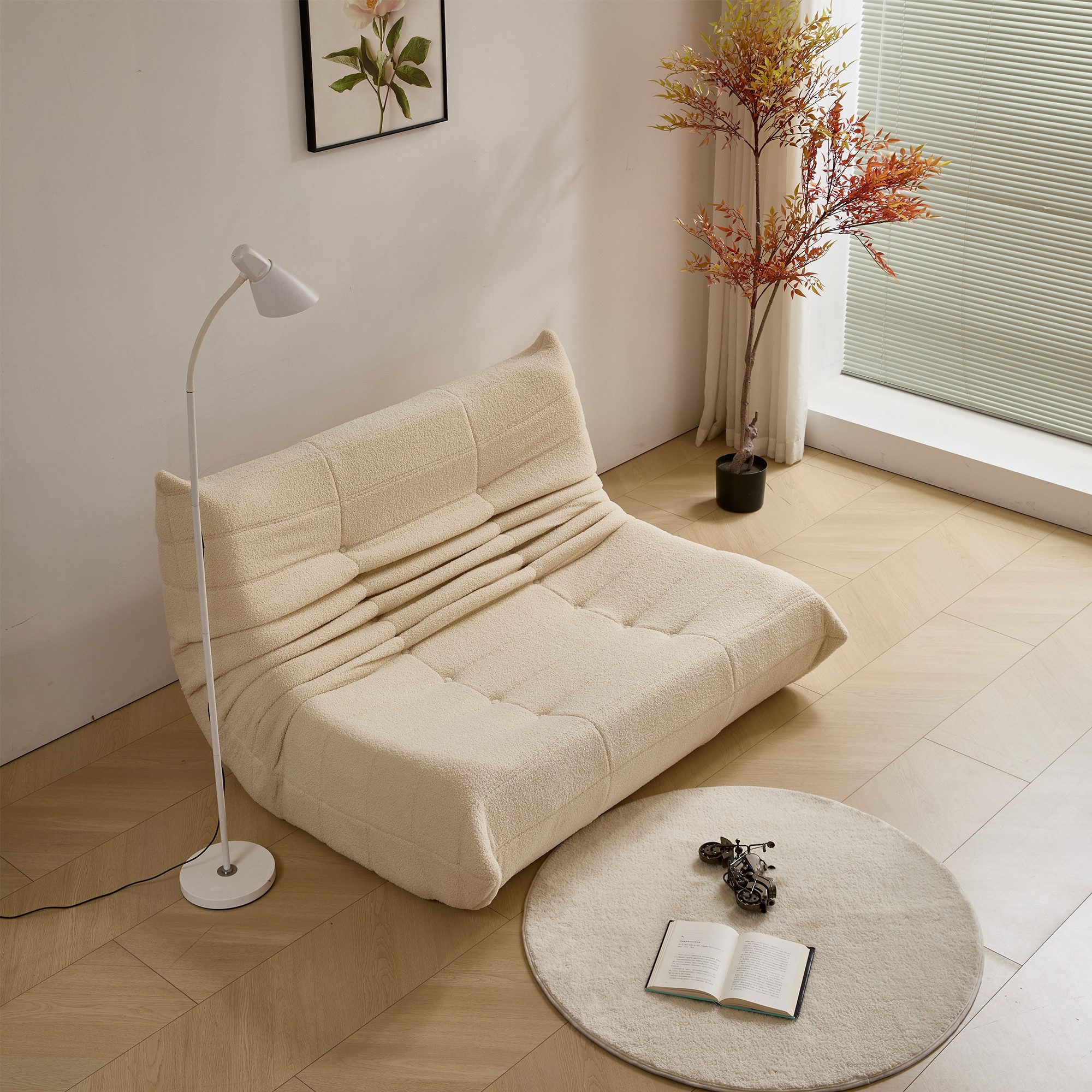 HAUSS SPOLE Sitzsack 2-Sitzer Lazy-Sofa mit Rückenstützung,modernes Design,Wohnzimmer Beige (1 St), Relaxsessel Polstermöbel – Bild 2 von 5