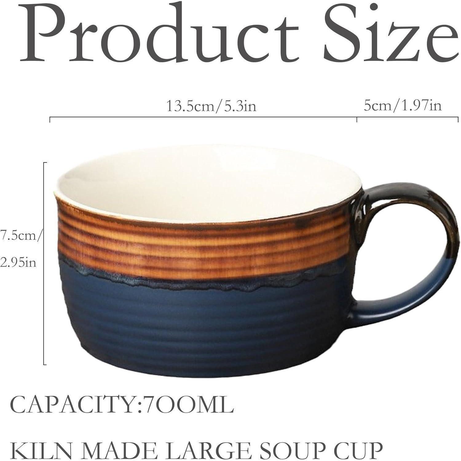 LuxusKollektion Tasse Tasse Keramik 700ml XXL Henkel #C Blau und Braun Groß Tasse 700ml