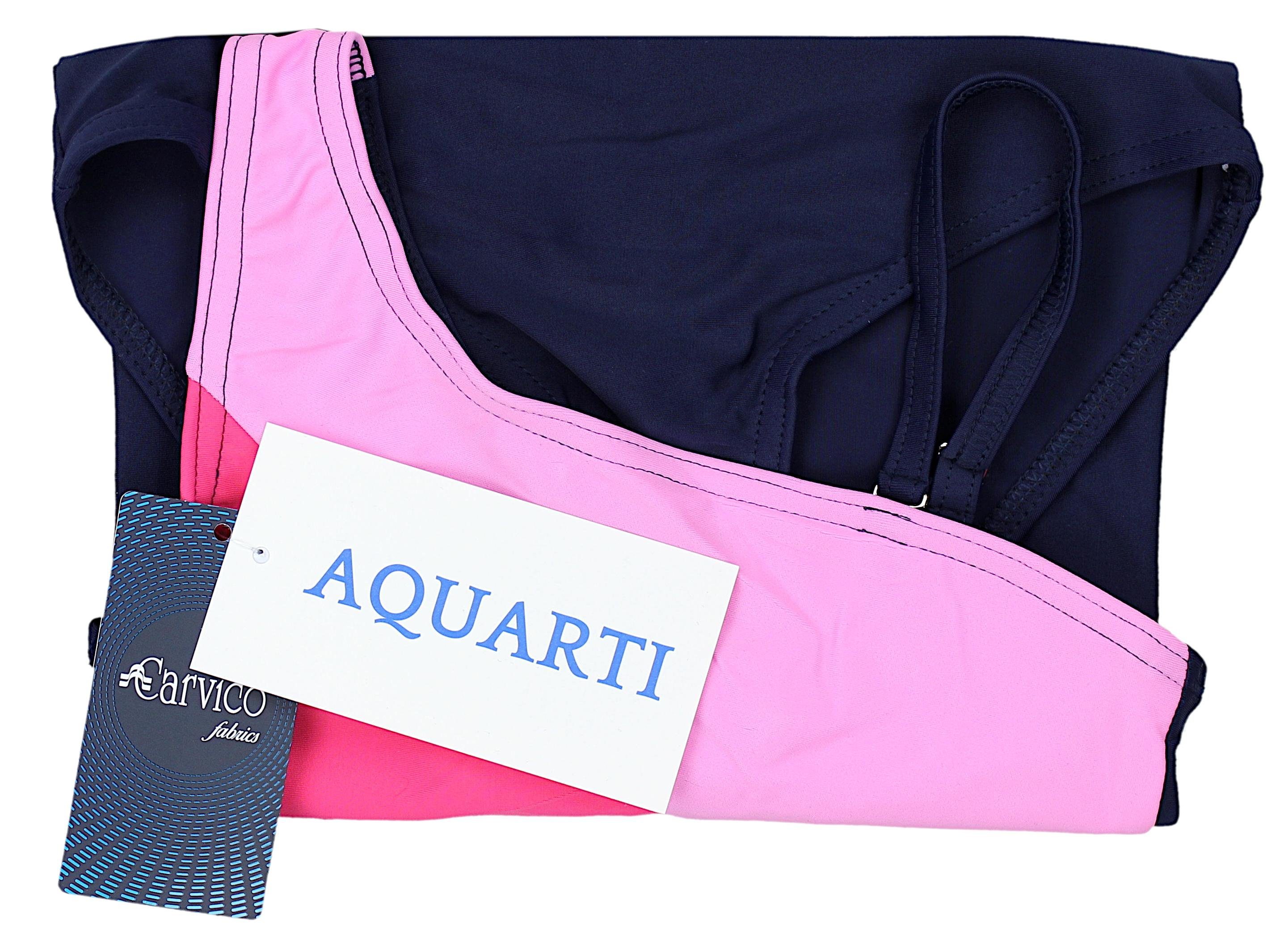 Aquarti Badeanzug / Aquarti Mädchen Rosa 032E Dunkelblau Streifen / Badeanzug Himbeerrot mit Spaghettiträgern