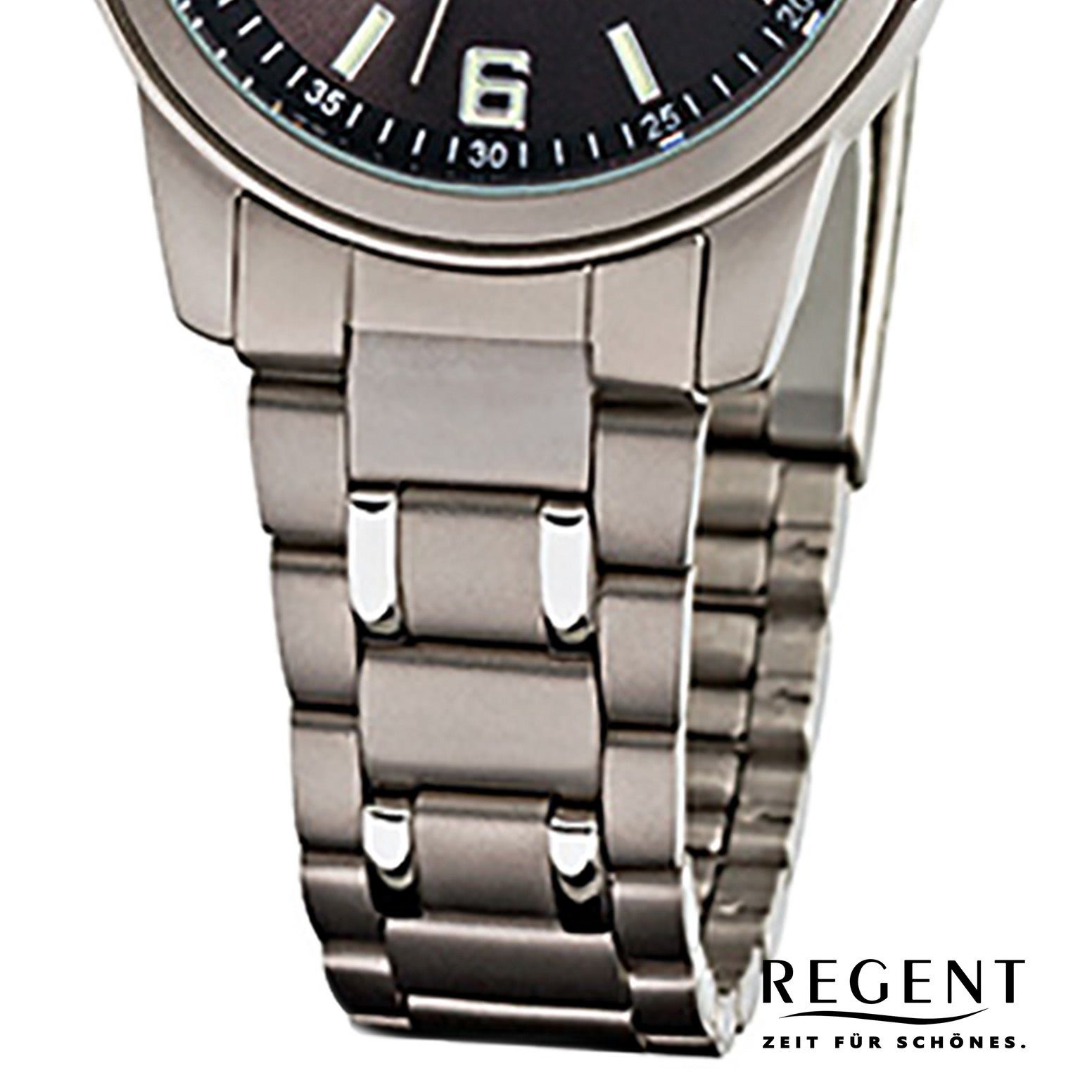 Damen-Armbanduhr Regent Damen Analog, Titanarmband Regent (ca. silber klein rund, 27mm), Armbanduhr Quarzuhr grau