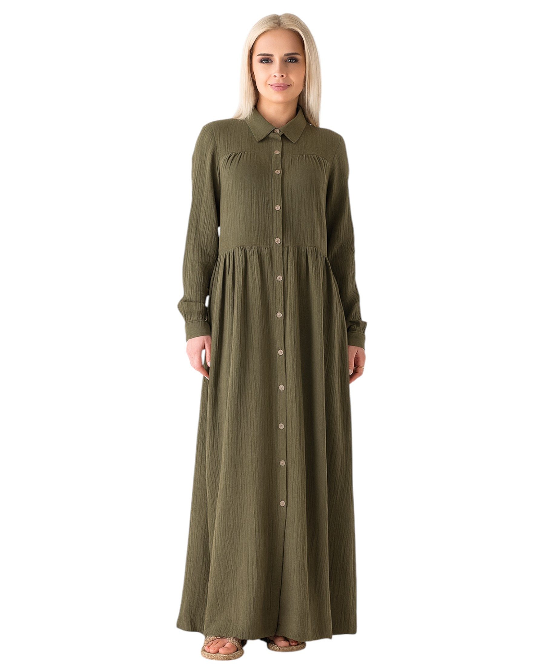 WENOR Sommerkleid Musselin Maxikleid 100% Baumwolle, mit Knopfleiste, 145 c günstig online kaufen