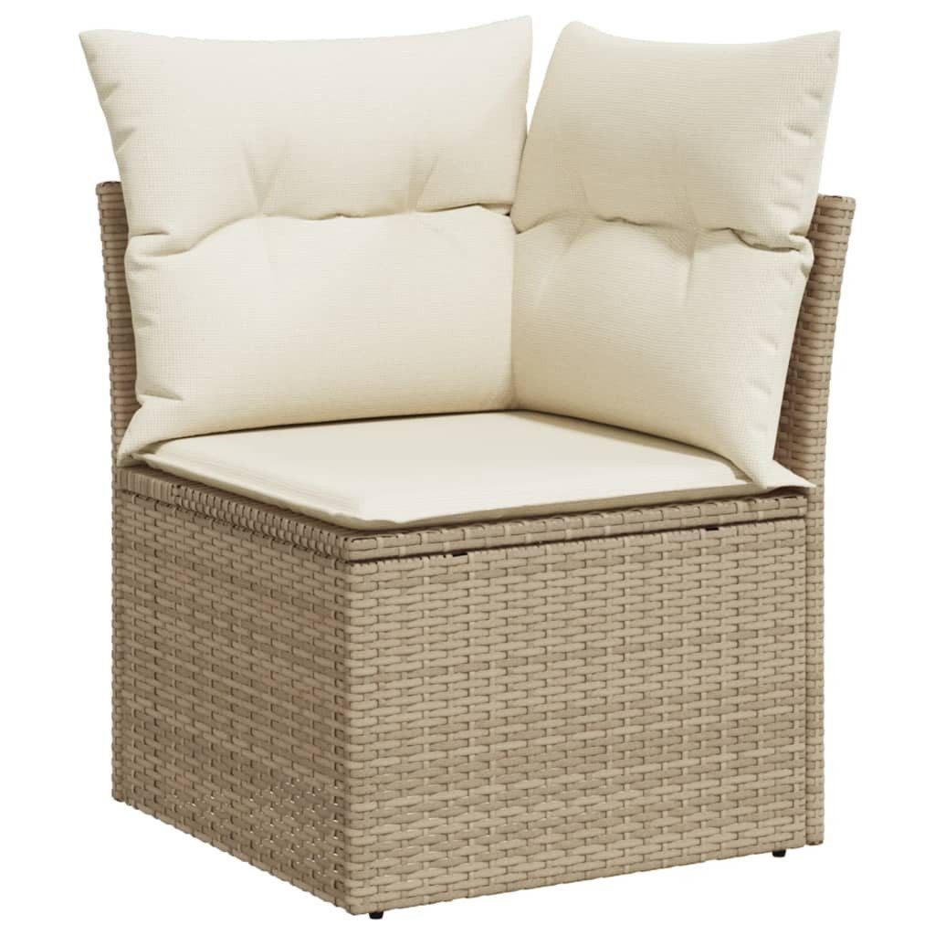 vidaXL Gartenlounge-Eckteil, Garten-Ecksofa mit Kissen Beige Poly Rattan