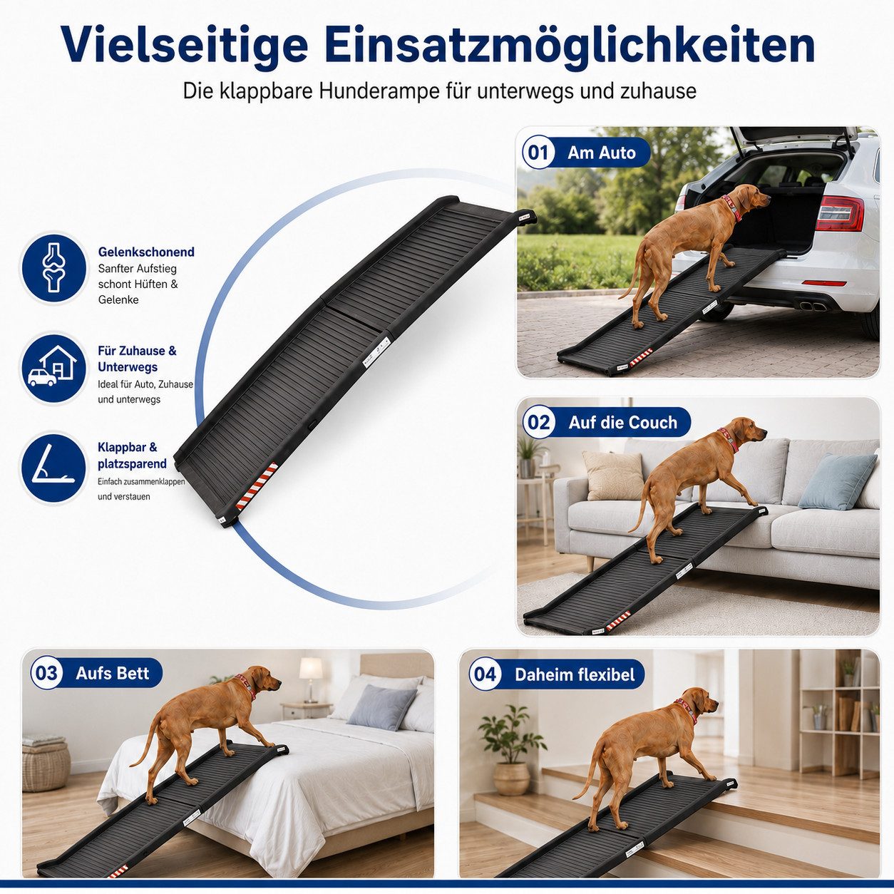 Bituxx Hunderampe Klappbare Hunderampe / Einstiegshilfe (1-St., MS-16339), belastbar bis 90kg (bei 45° Neigung)