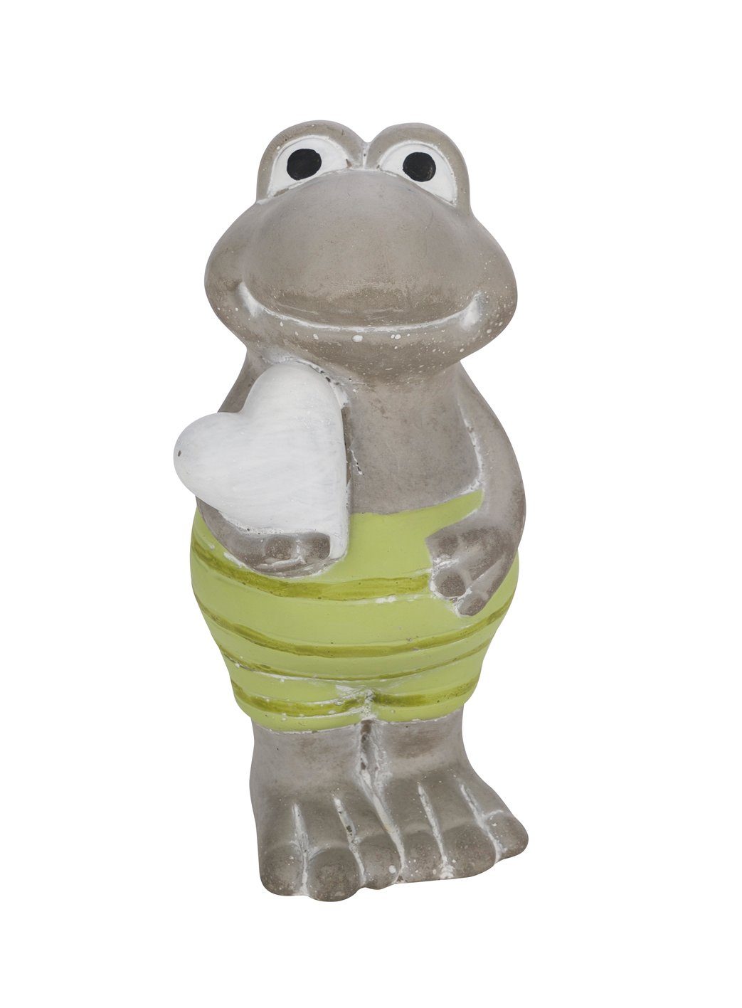 Gehlmann Dekofigur Zementfrosch, stehend, mit Herz, grau / grün