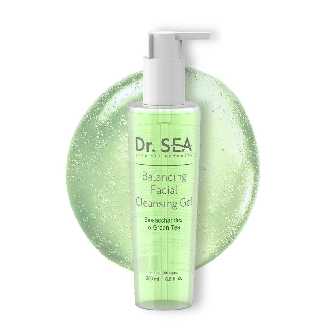 DR. SEA Gesichtsreinigungsgel Balancierendes Gesichts Reinigungsgel Biosaccharide Grüner Tee, Porentiefe Reinigung für Mischhaut und ölige Hauttypen