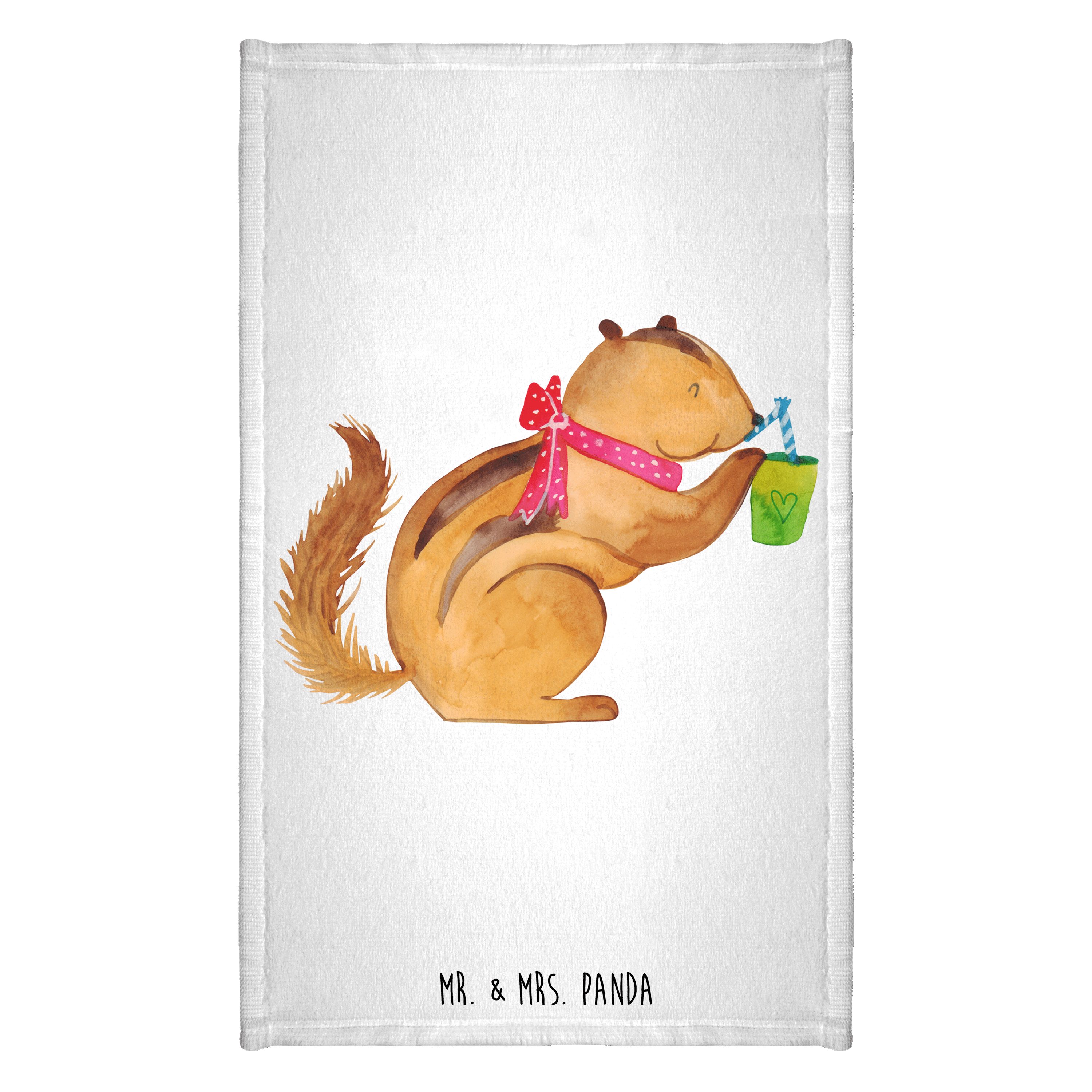 Handtuch Eichhörnchen Smoothie - Weiß - Geschenk, Gute Laune, Streifenhörnchen