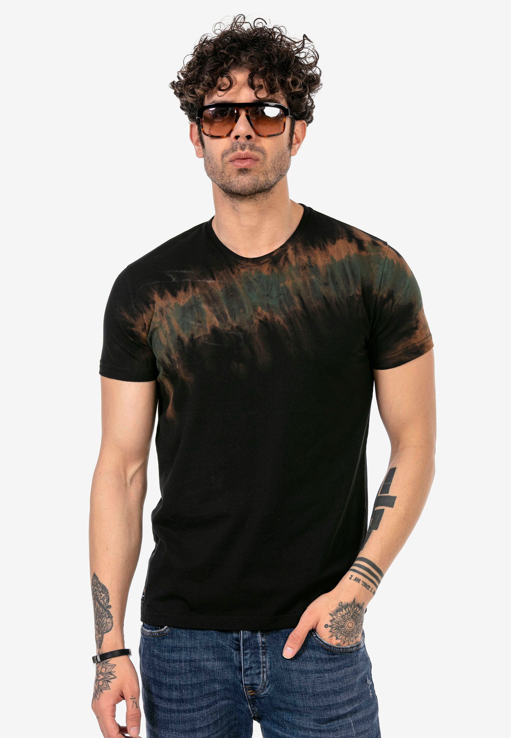 RedBridge T-Shirt Surprise in trendigem Batik-Design schwarz