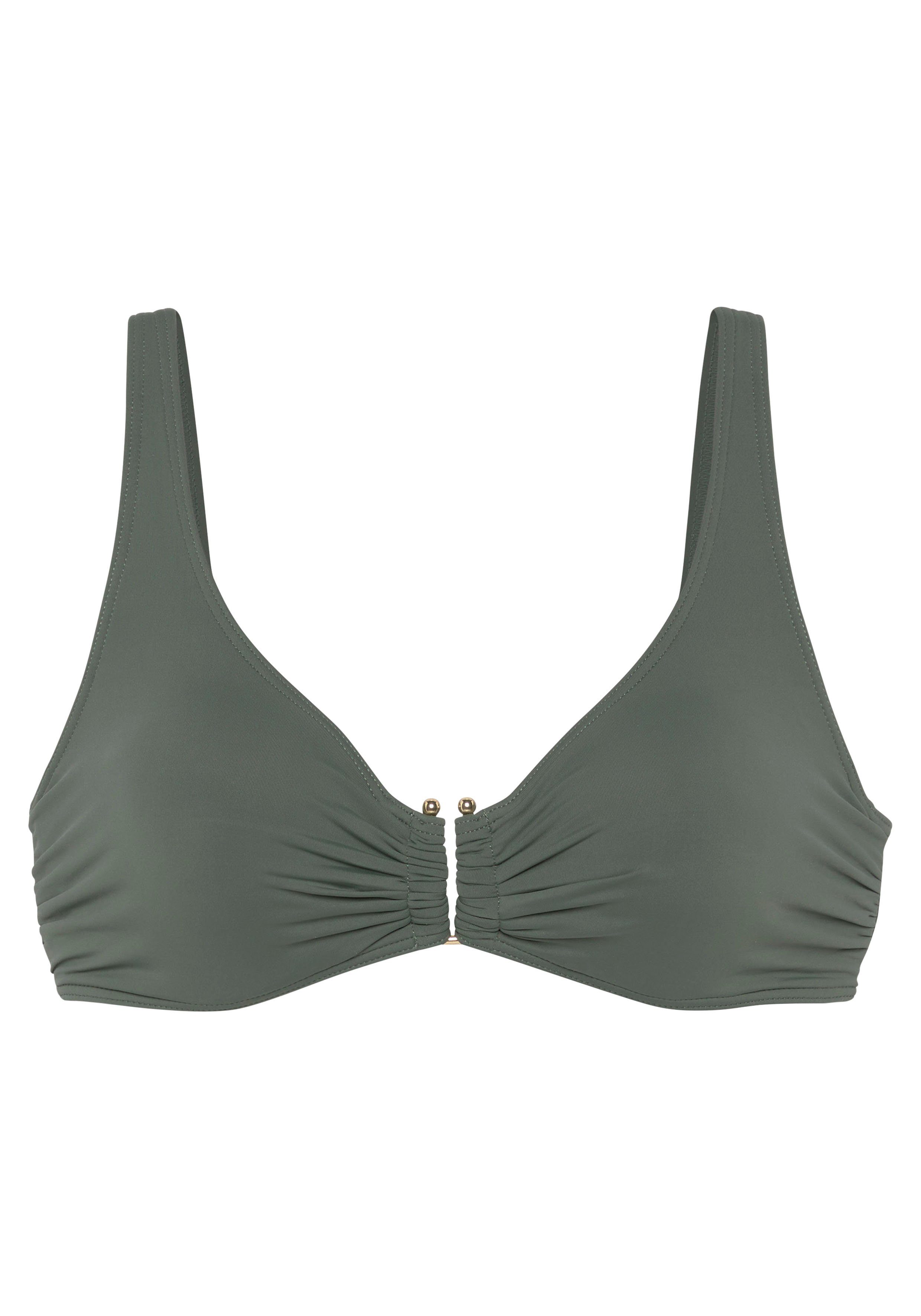 LASCANA Bügel-Bikini-Top Italy, mit goldfarbigen Accessoire günstig online kaufen