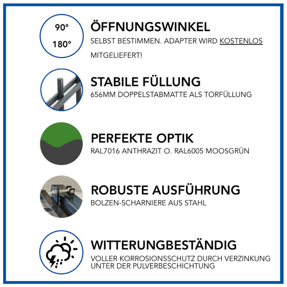 Gebr. Werth GmbH & Co. KG Gartentor GEWA Gartentor Gartentür Zauntor Einzeltor Tor Zaun Doppelstabmatten