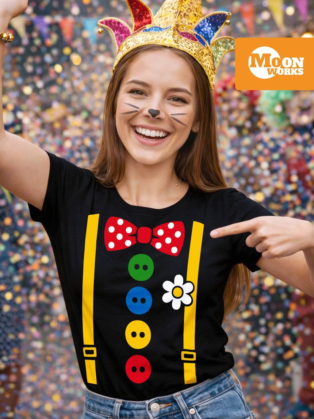 MoonWorks Print-Shirt Damen T-Shirt - Clown Design - Fasching Karneval Kost günstig online kaufen