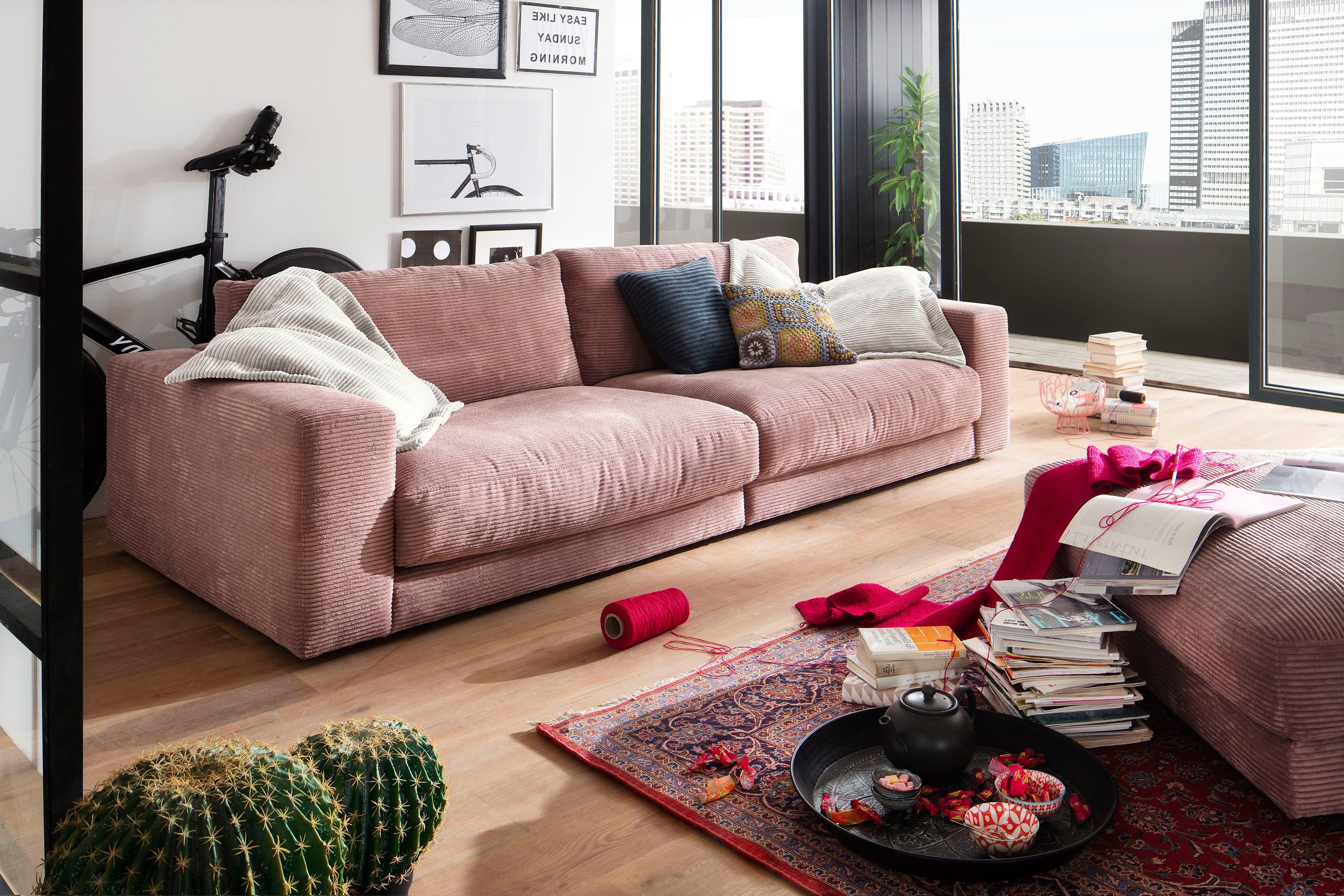 Loungemöbel, stylisches Big-Sofa Candy Breitcord 3C in und Enisa, Fein- und Zeitloses