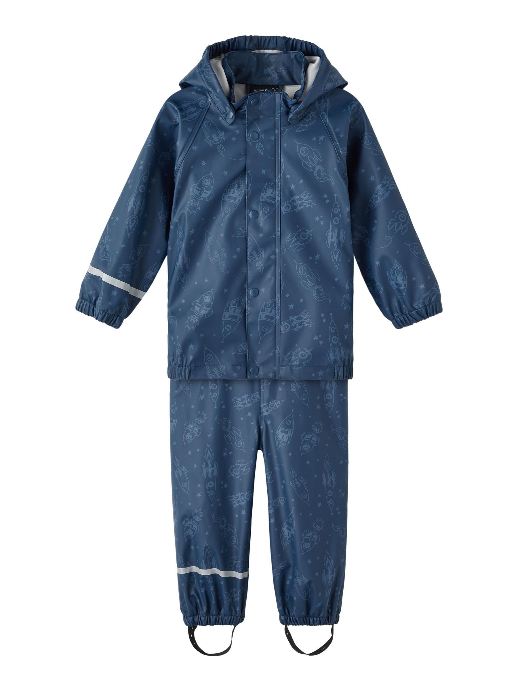 Name It Regenanzug Regenset NMMDRY RAIN SET SPACE FO NOOS (Packung, 2-tlg., Jacke und Hose)