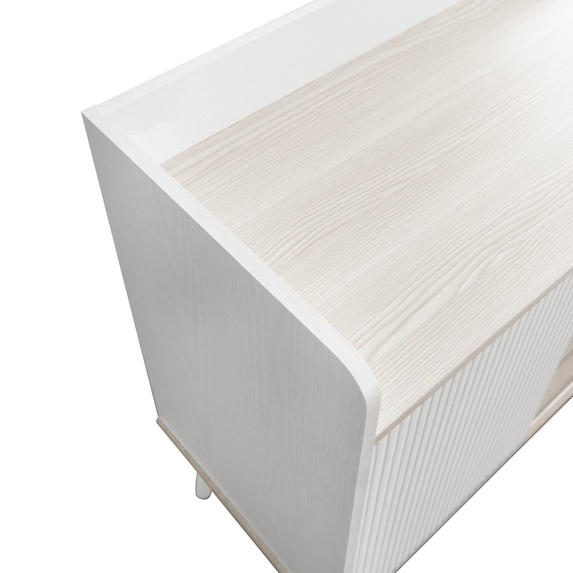 Sideboard Schlafzimmer Set, Stauraumregalen St), Sideboard 1 Moderne mit drei für und Wohnzimmer, mit Weiß (1er BlingBin Holzfarbe-Sideboard Schubladen