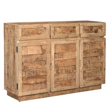 baario Sideboard Sideboard BUJE Lamellen, massiv Mangoholz Anrichte Vintage rustikal