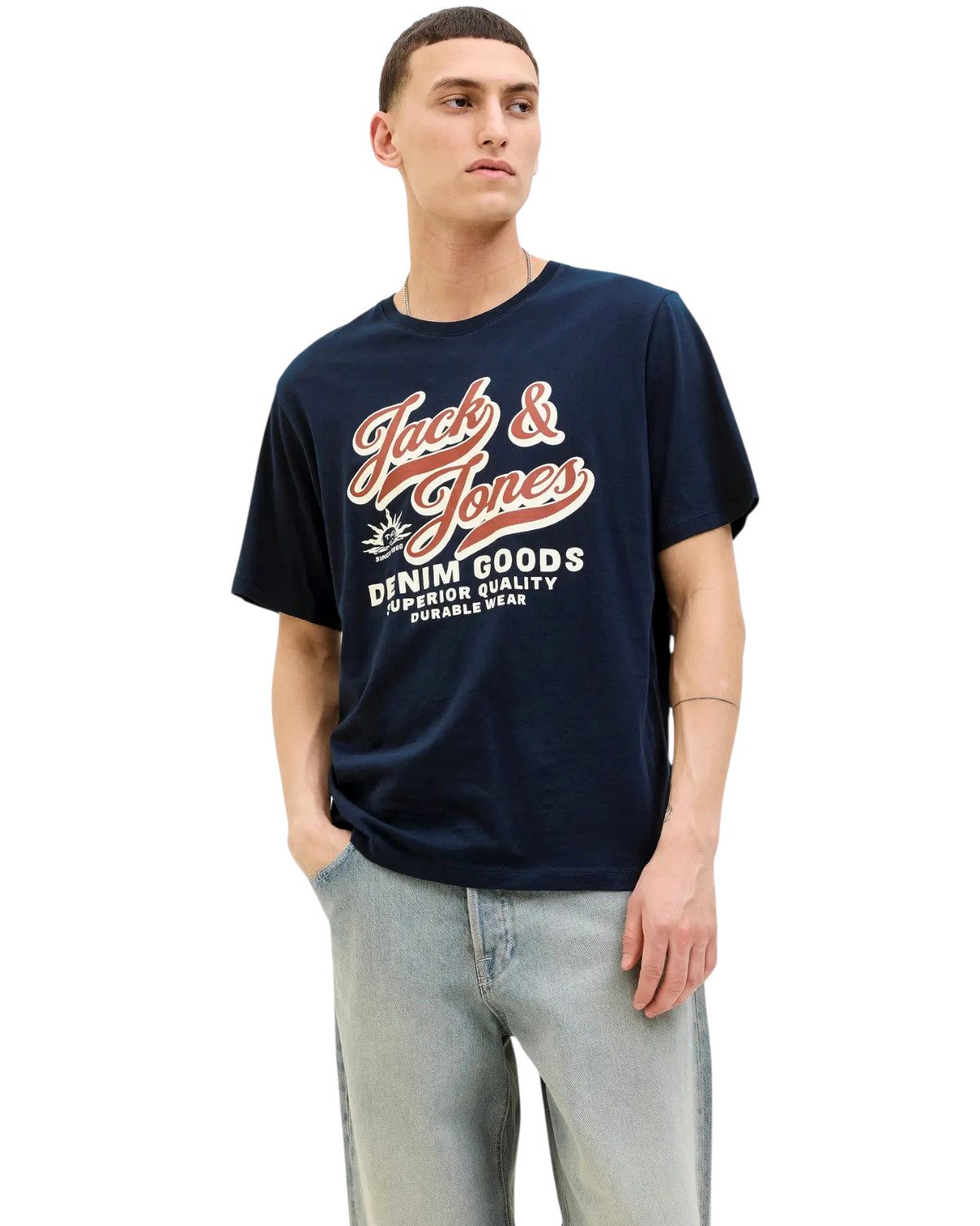 Jack & Jones Print-Shirt (Spar Set, 2er-Pack) Regular Fit T-Shirts aus Bio-Baumwolle