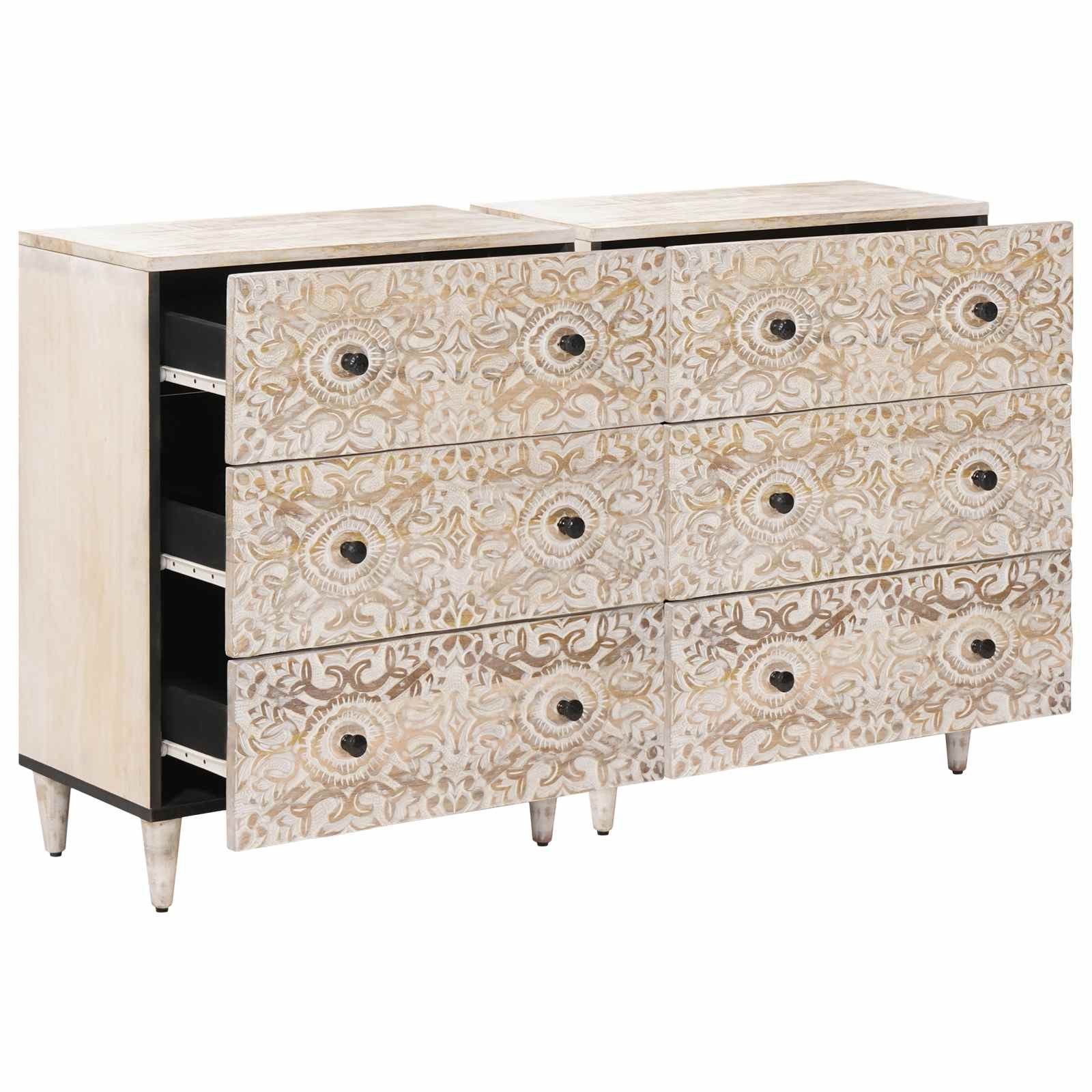 vidaXL Schranksystem Sideboard 2 Stk. 60 x 33,5 x 75 cm Massivholz Weiß (2-St)