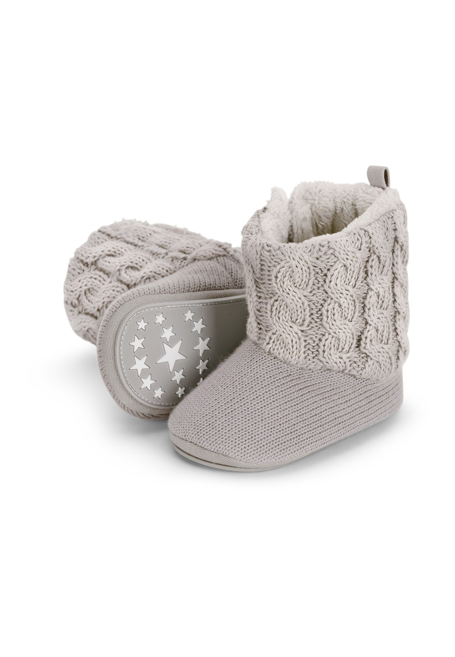 Sterntaler® Baby Stiefel Krabbelschuh (1-tlg) Babystiefel in Strickoptik, Klett, rutschfest & warm mit Teddyflausch