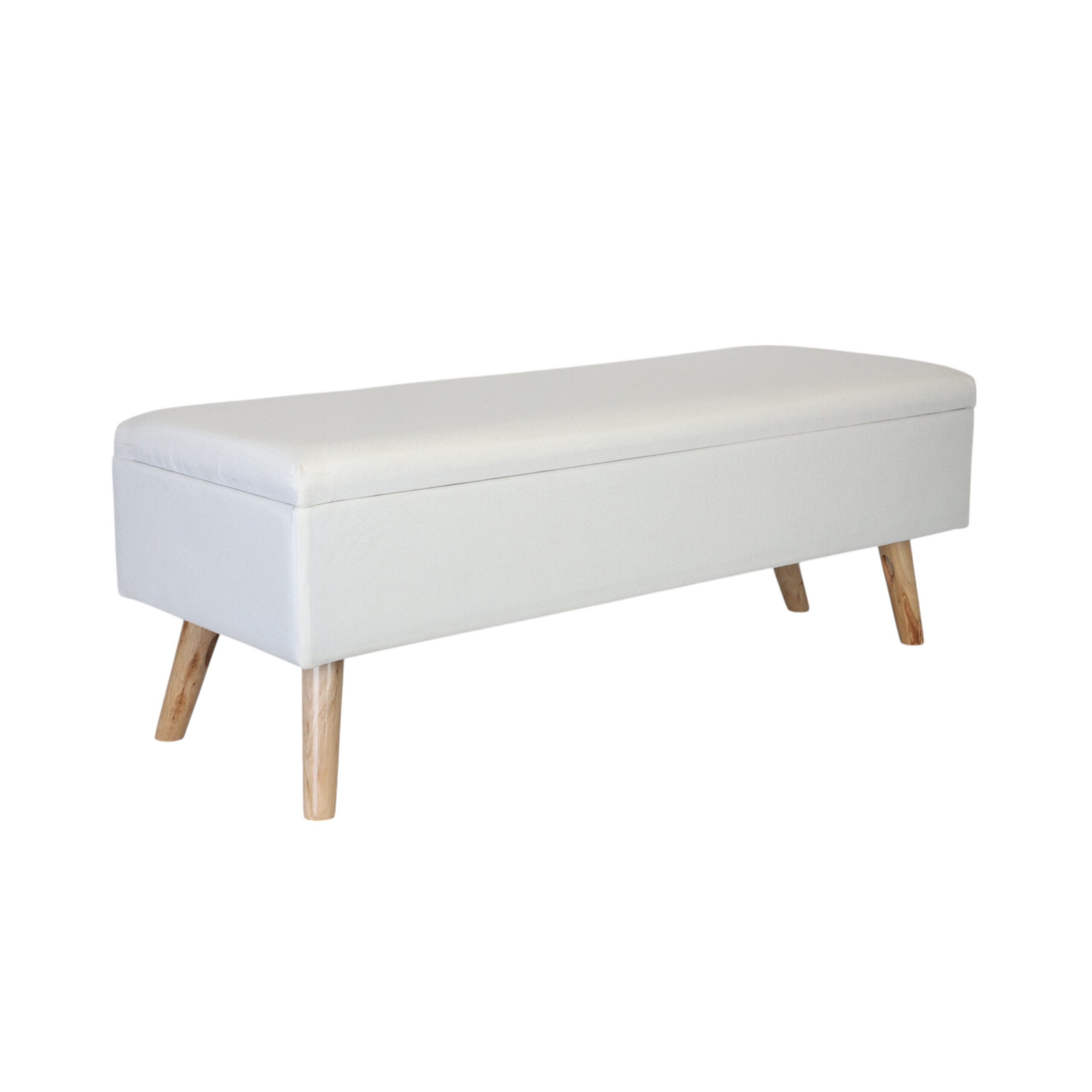 relaxdays Truhenbank Sitzbank mit Stauraum Leinenoptik, weiß