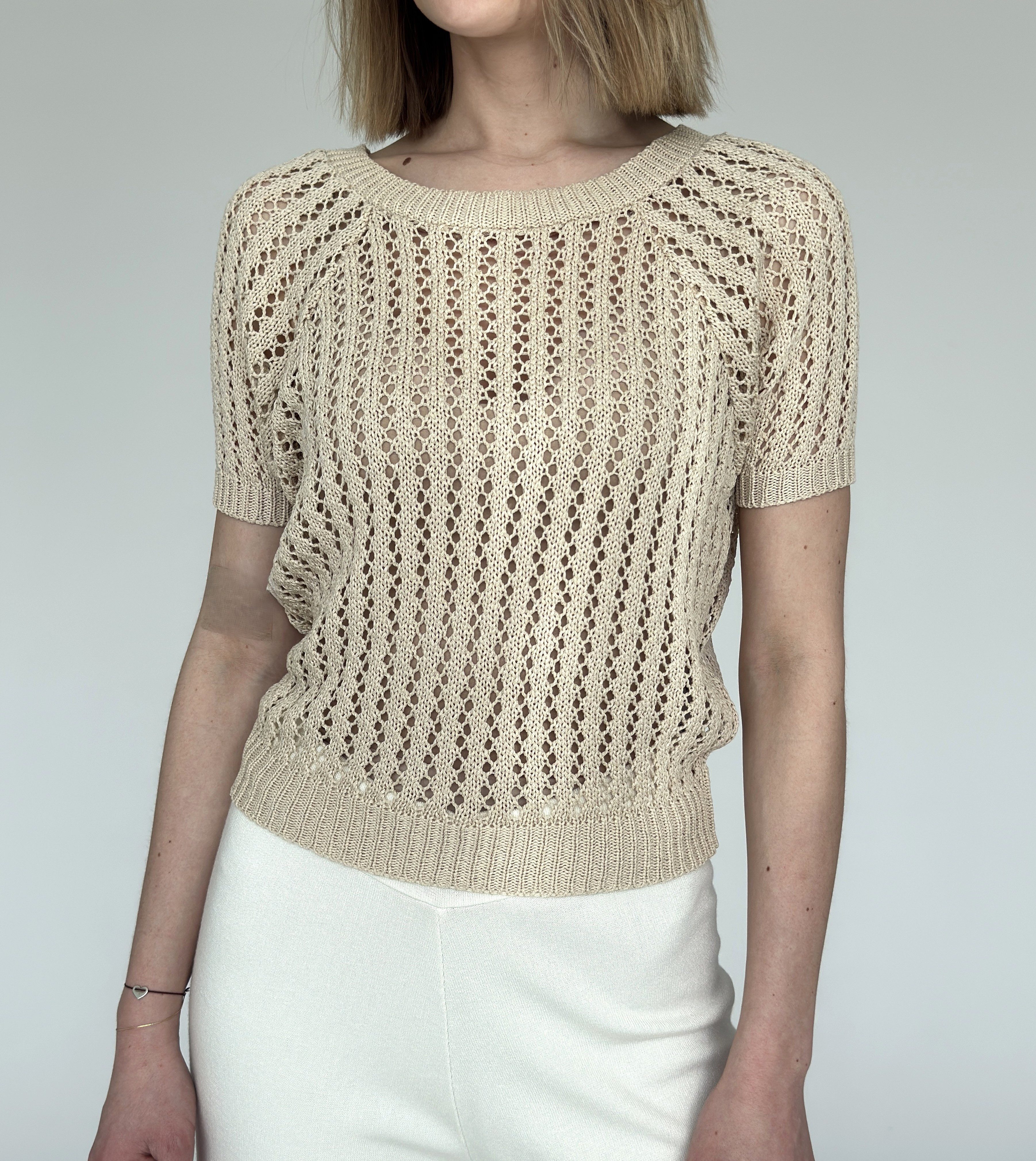 Zuckerwatte Ajourpullover modisch kurz aus 100% Baumwolle günstig online kaufen