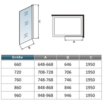 duschspa Duschwand 195cm Walk in Dusche Duschtrennwand Duschwand Seitenwand, (Set), Glas, Nano Glas