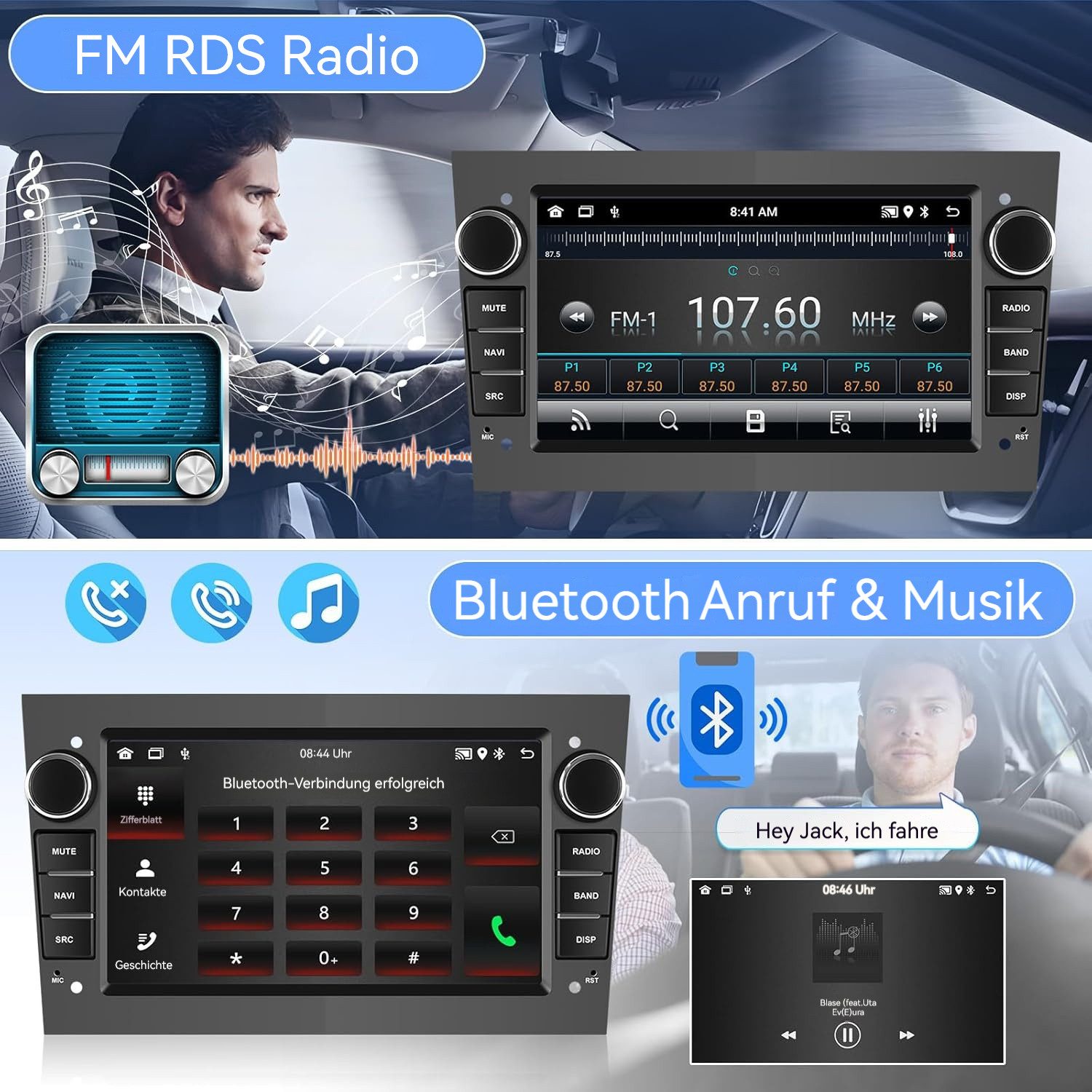 Hikity 7" Android 15 Autoradio Für Opel Astra Antara Vectra Corsa, Carplay Autoradio (FM-TunermitRDS, 32 EQ-Soundmodi WLAN Nachtsicht Rückwärtsfahren)