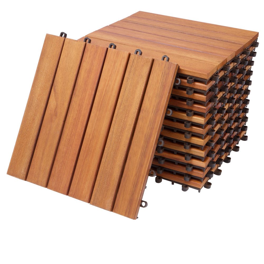Casaria Holzfliesen 11x Eukalyptus, Terrassenfliesen 1-6m² günstig online kaufen
