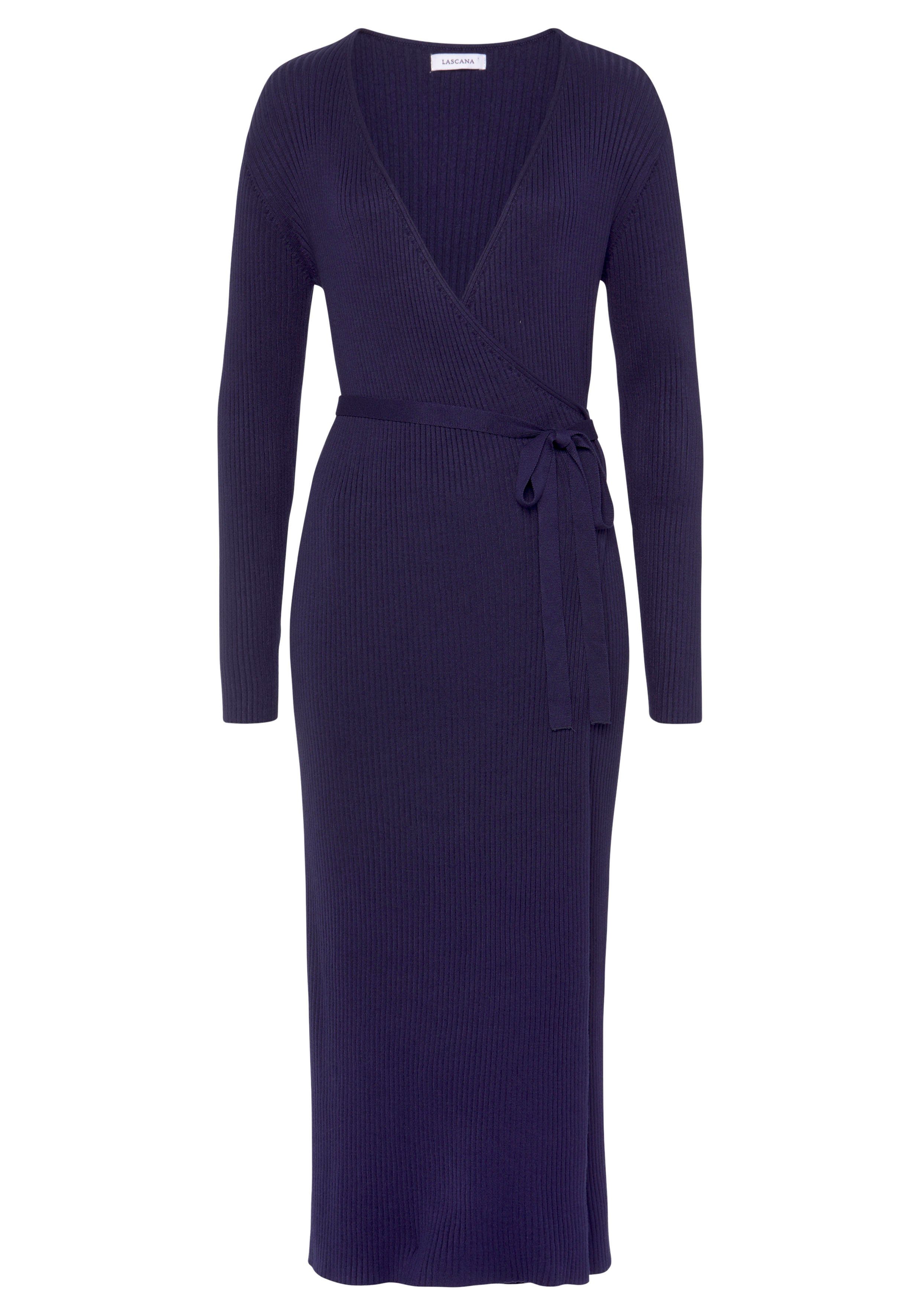 LASCANA Strickkleid Loungekleid zum wickeln mit Taillengürtel, Loungewear günstig online kaufen