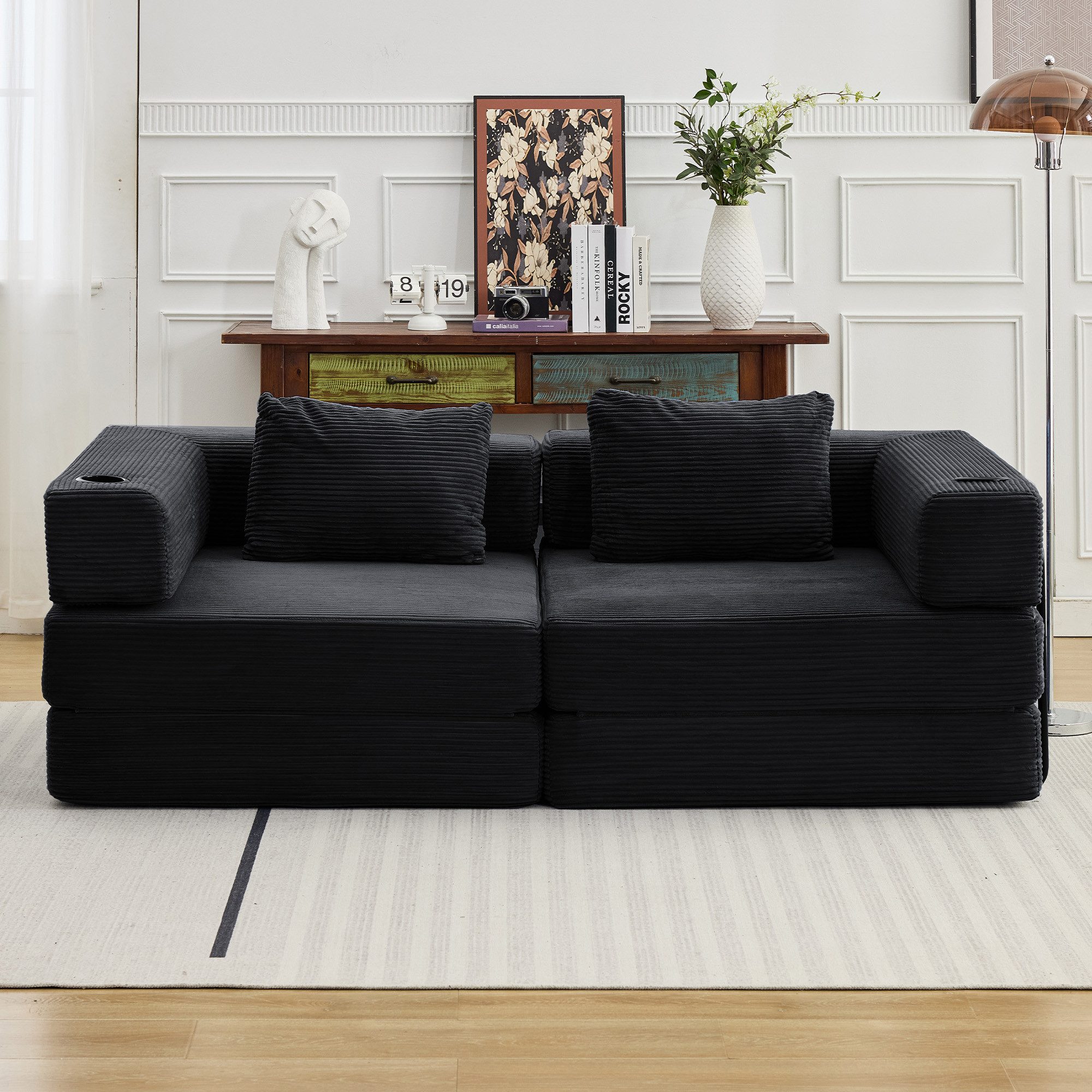 Leawin Sofa Faltbares Sofa Bett, platzsparend & flexibel für Wohnzimmer, Modulares faltbares Sofa Bett, platzsparend & flexibel