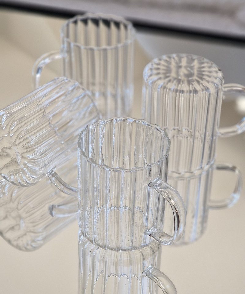 Zoha Glas Riffle Cup Kaffeeglas Teeglas Heißgetränke - 350 ml, 4-tlg., Borosilikatglas, Hitzebeständig Trinkglas Cocktailgläser Eiskaffeegläser Tee Saft – Bild 3 von 5