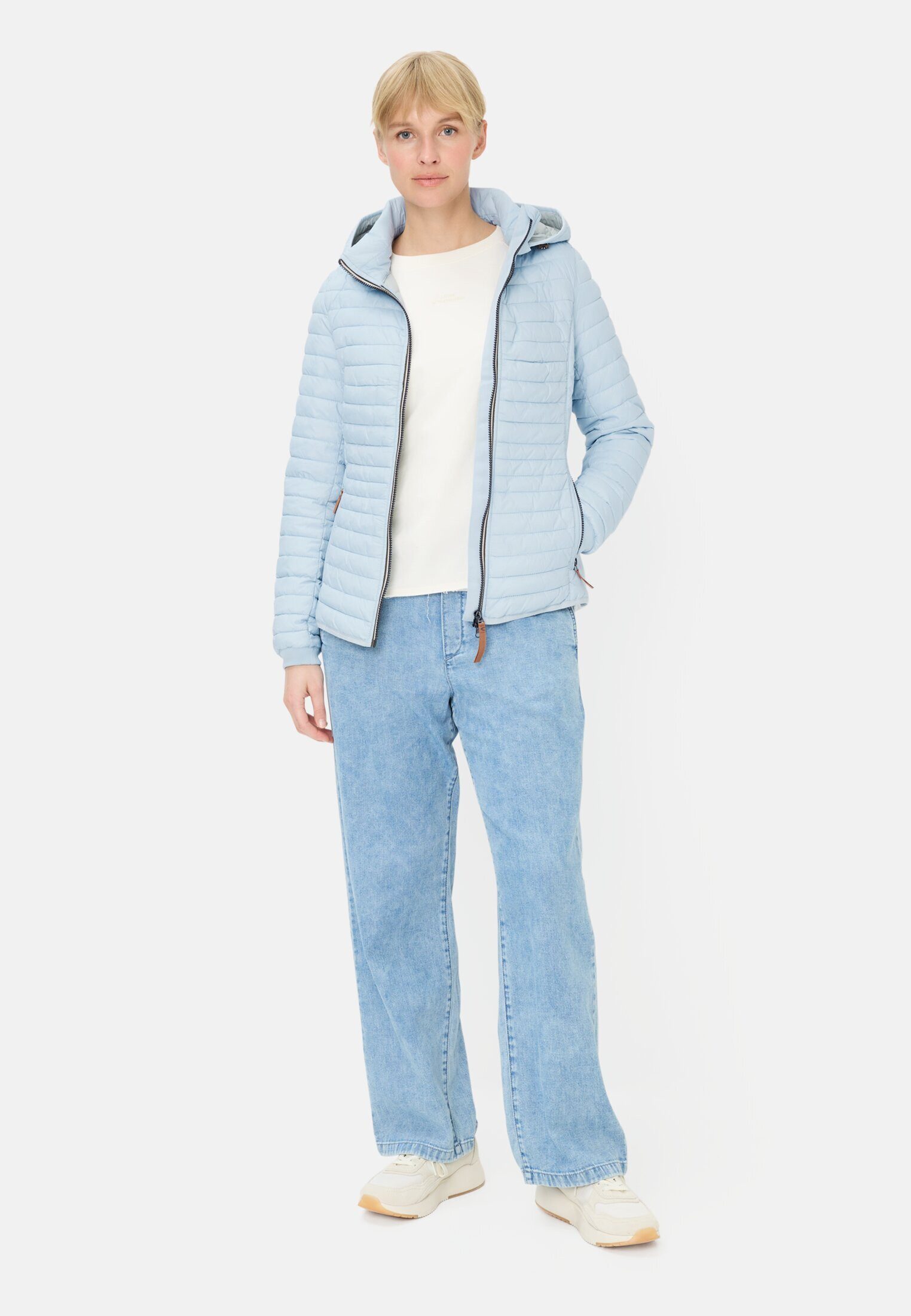 camel active Steppjacke aus recyceltem Polyamid Langarm Markenlogo