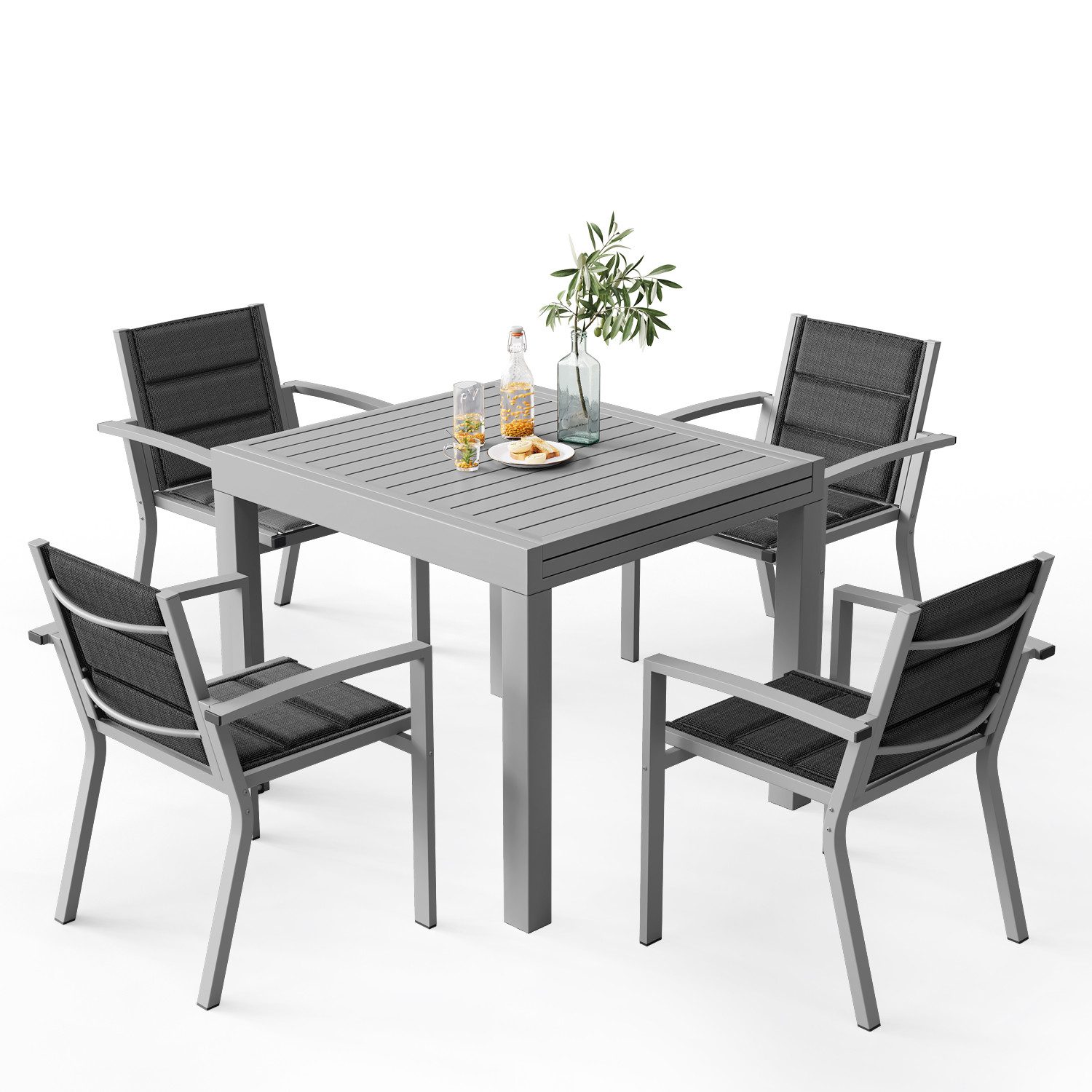 HOMALL Gartentisch 81.5*81.5/163*81.5CM Gartentisch 4/6 Gartenstühle günstig online kaufen