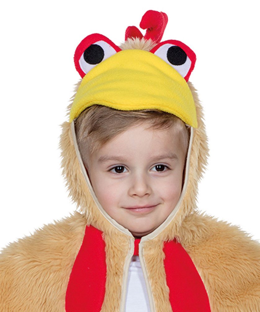 Karneval-Klamotten Kostüm Hahn Kinder Kleinkinder Cape mit Hahnenkopf, Kleinkinderkostüm Ostern Tierkostüm Plüsch Karneval Fasching