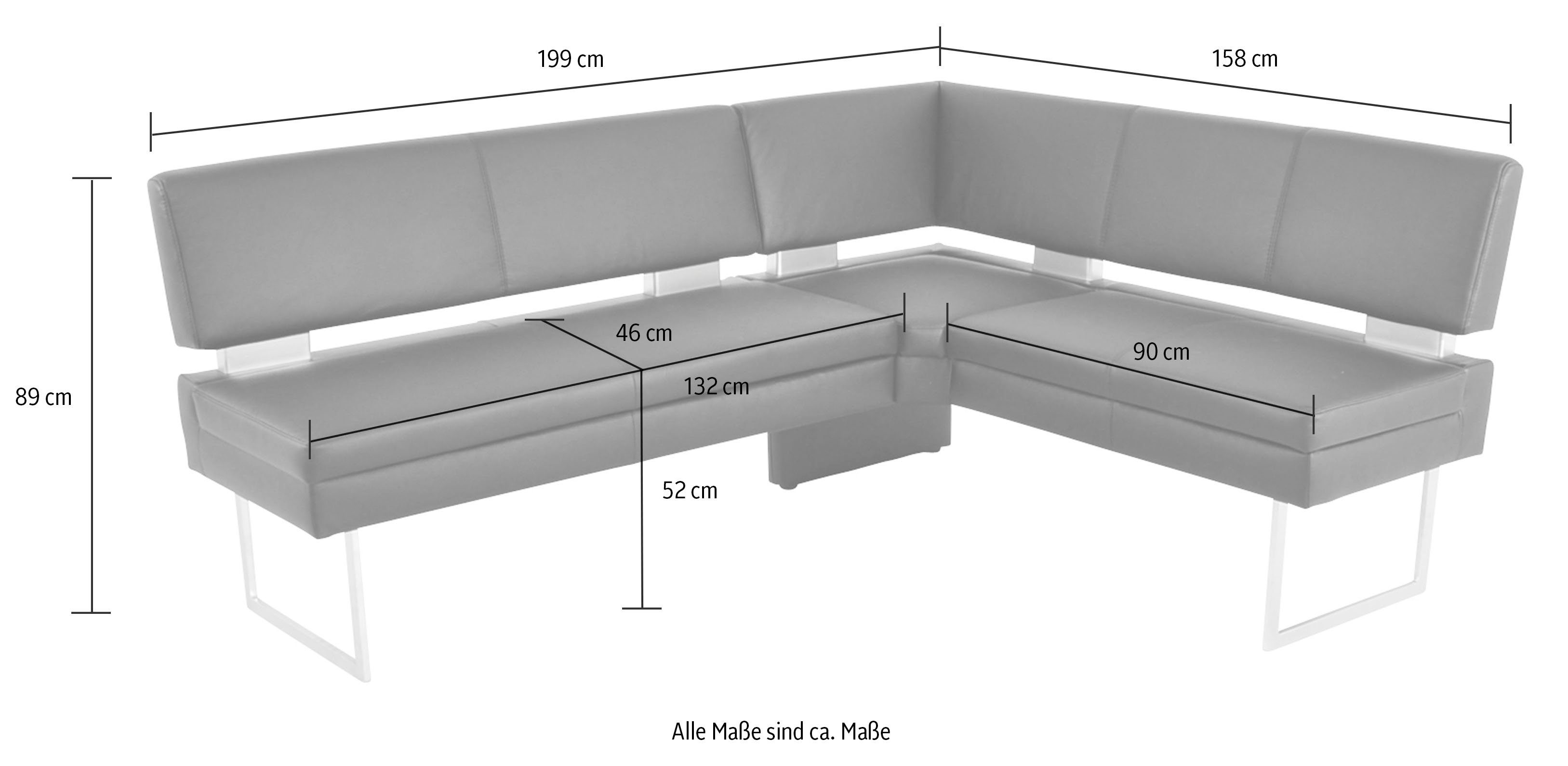 K+W Funktionstisch Wohnen links (4-tlg), 1 oder Komfort & Freischwinger, rechts, langer Essgruppe, Schenkel 2