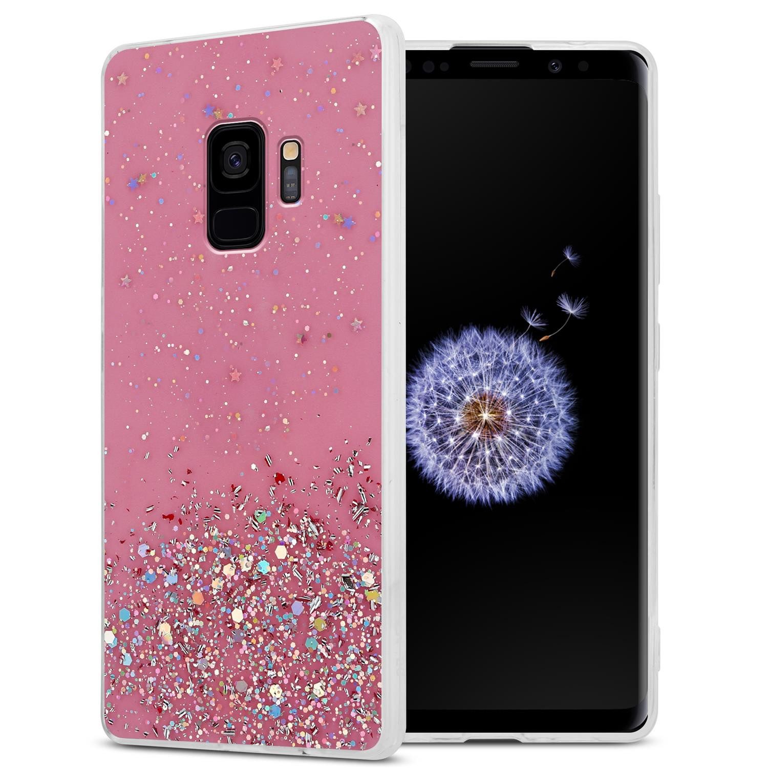 Cadorabo Handyhülle für Samsung Galaxy S9 Hülle Samsung Galaxy S9, Flexible TPU Silikon Handy Schutzhülle - Hülle - mit Glitzer